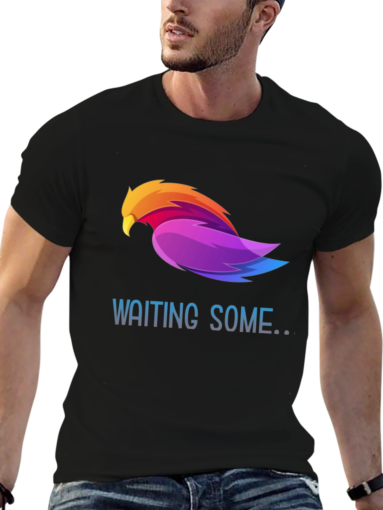 Black Waiting Some Colorful Bird Graphic T-Shirt view 6
