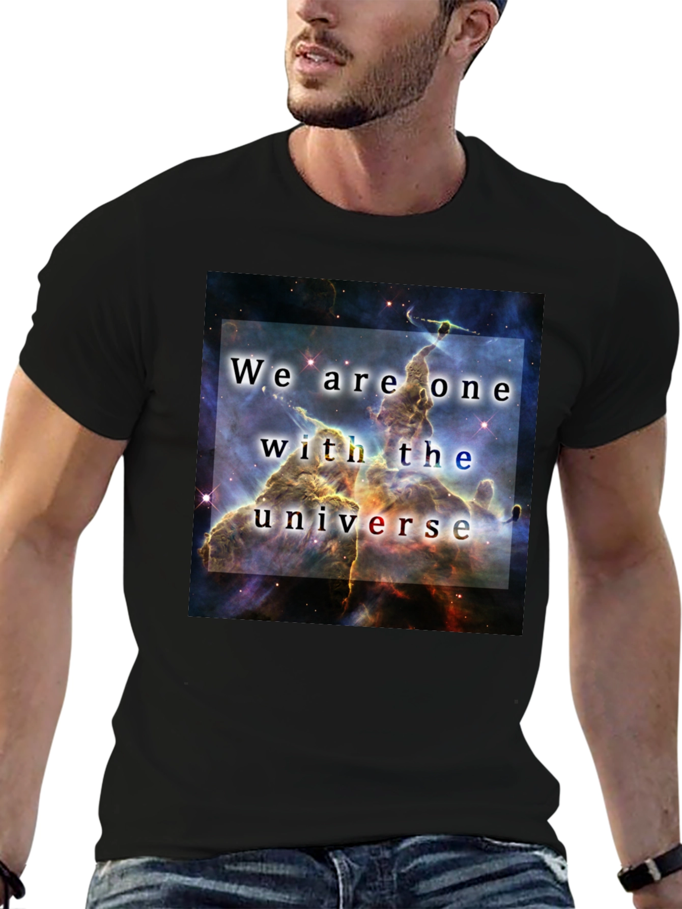 Black We Are One With The Universe Graphic T-Shirt view 6