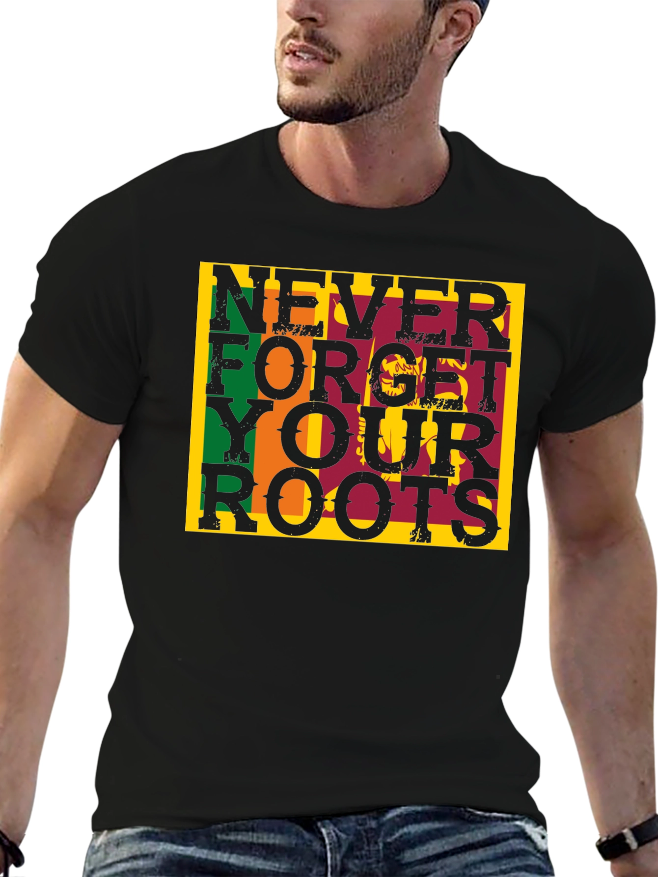 Black Never Forget Your Roots Graphic Tee view 6