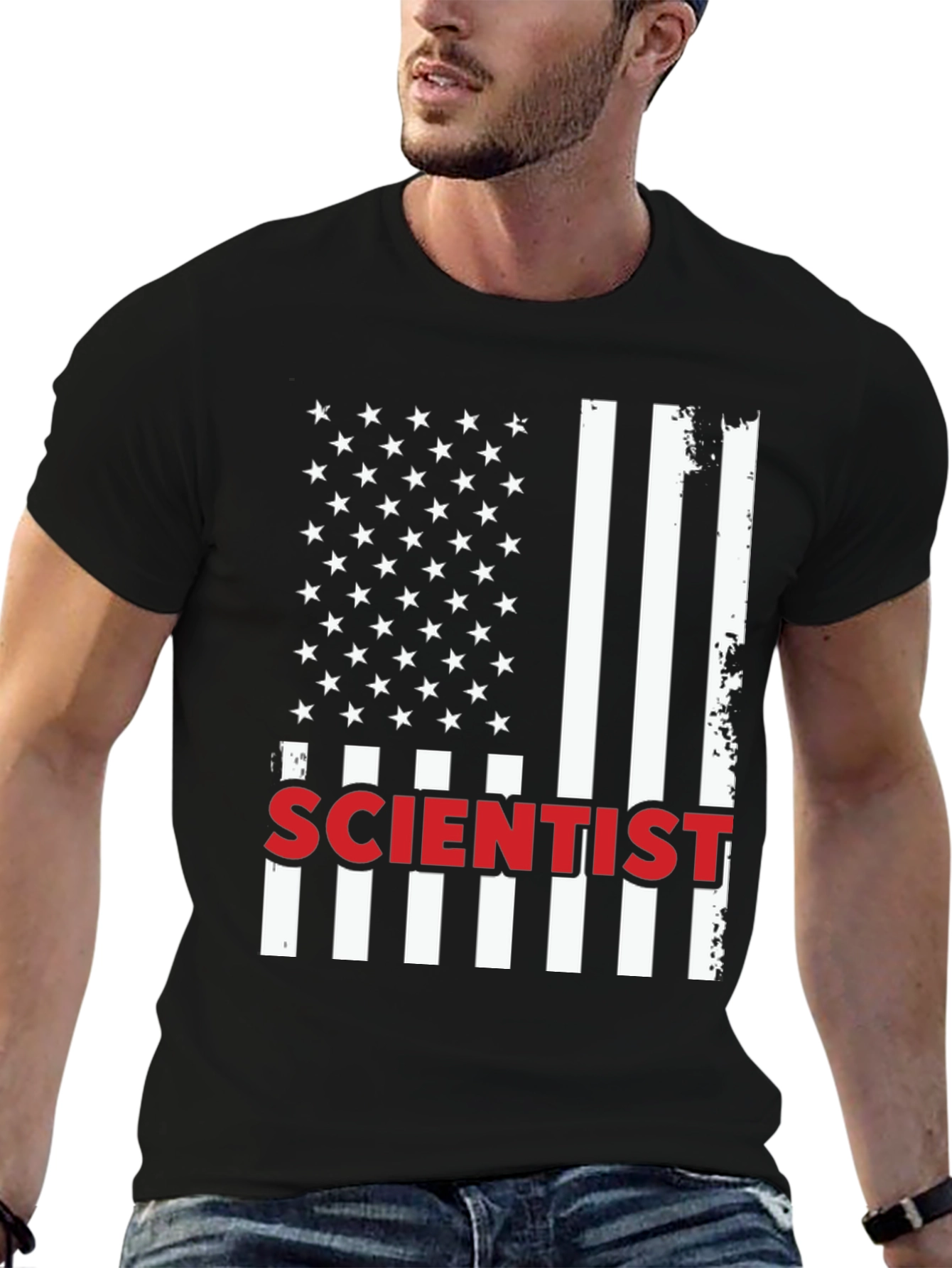 Black Scientist USA Flag Graphic T-Shirt view 6