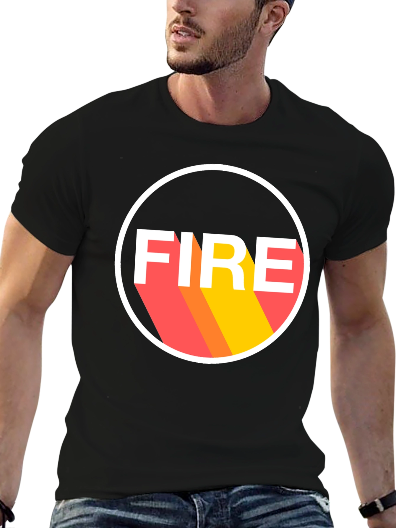 Black FIRE Graphic Tee - Bold Statement Shirt view 6
