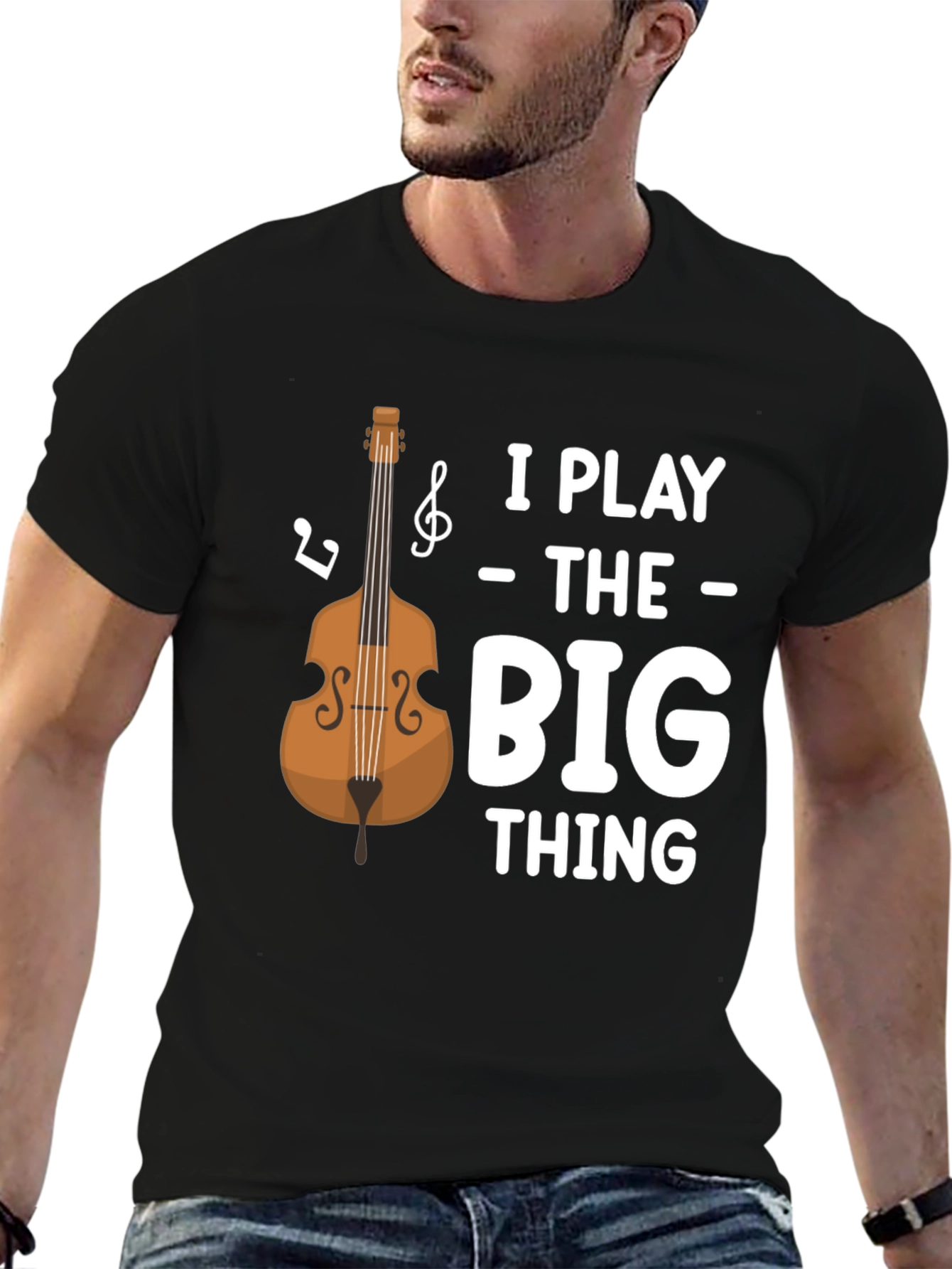 Black I Play the Big Thing T-Shirt - Bass Guitar Tee view 6