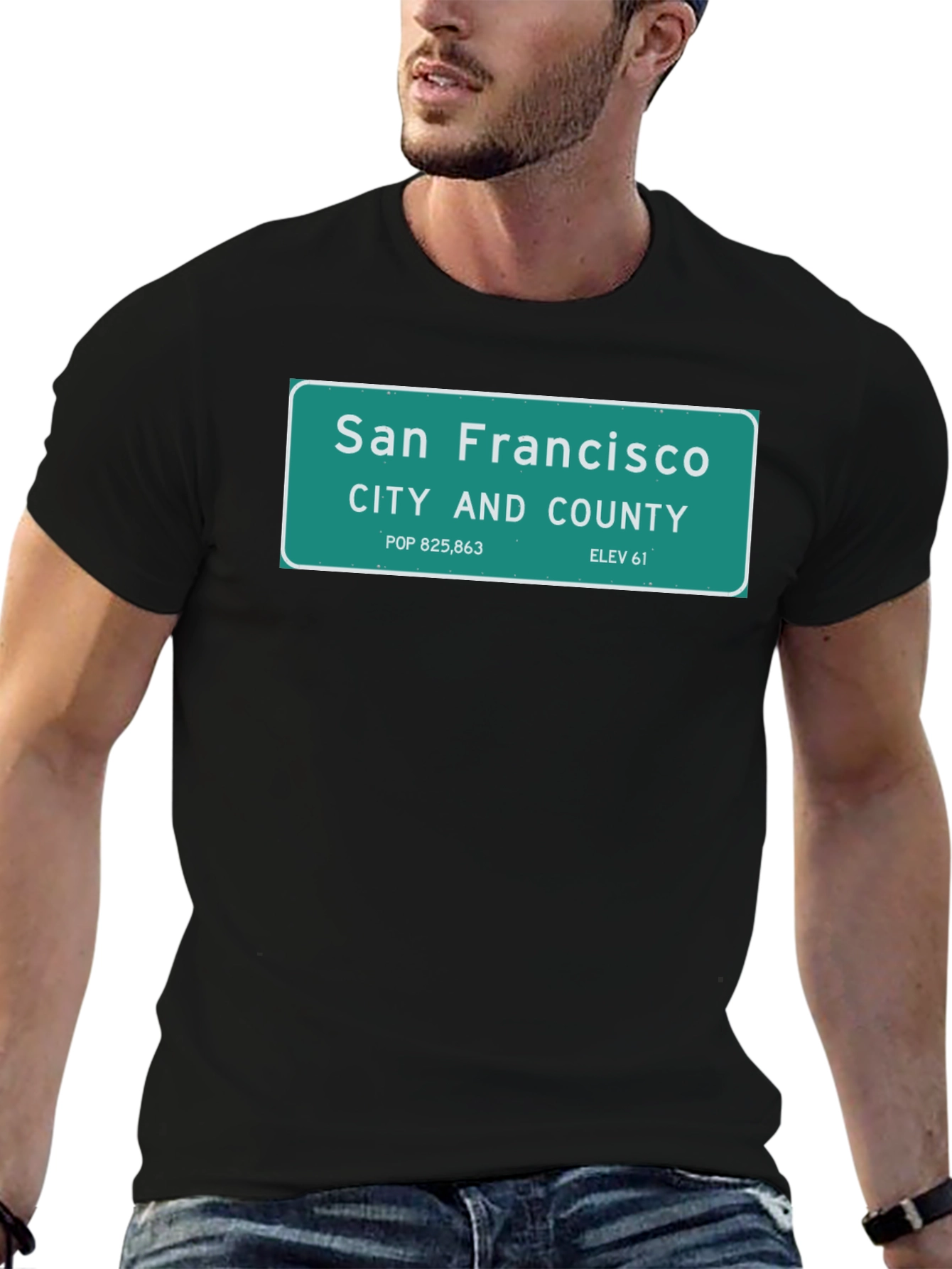 Black San Francisco City Sign T-Shirt - Black view 6