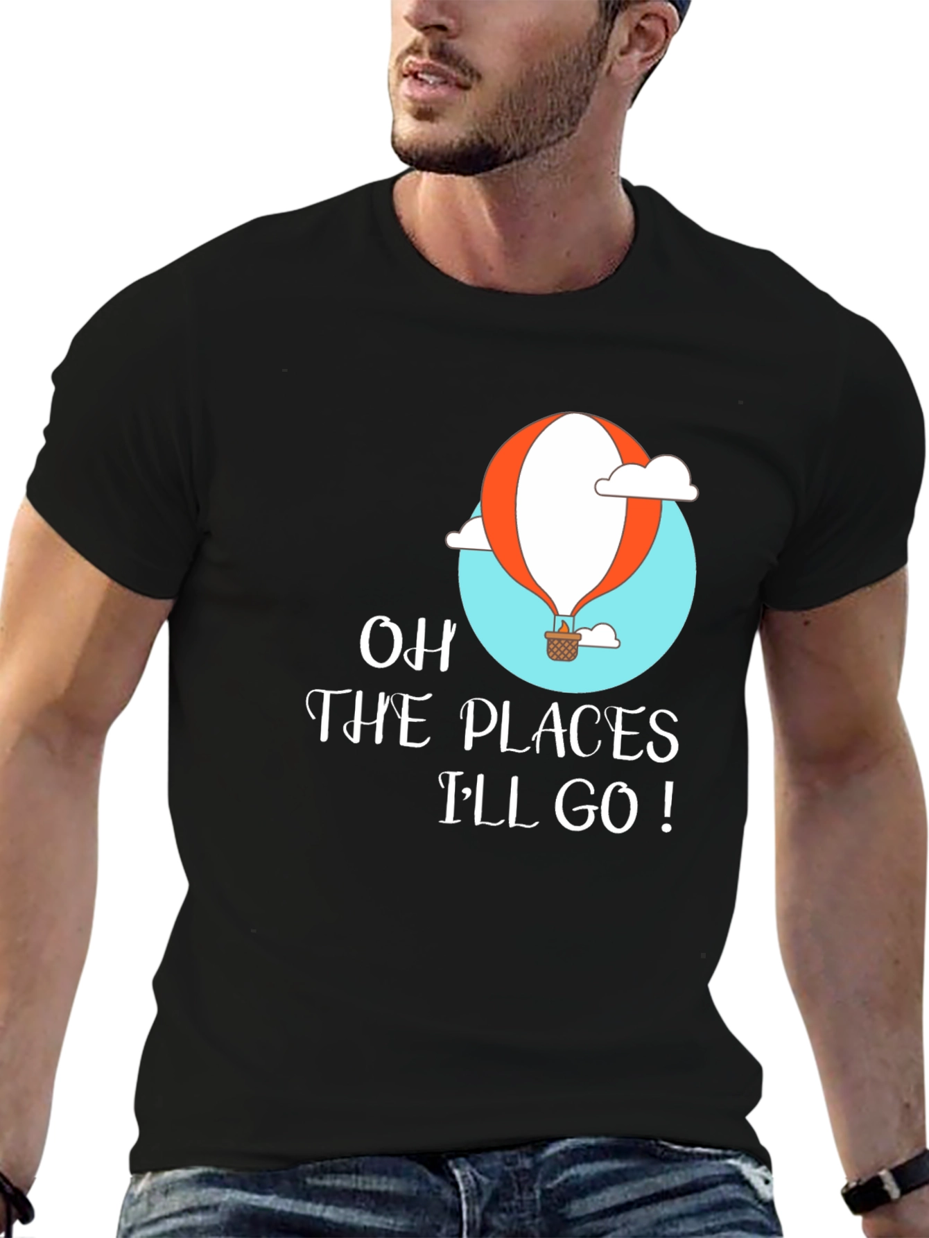 Black Oh The Places I'll Go T-Shirt, Travel Tee view 6