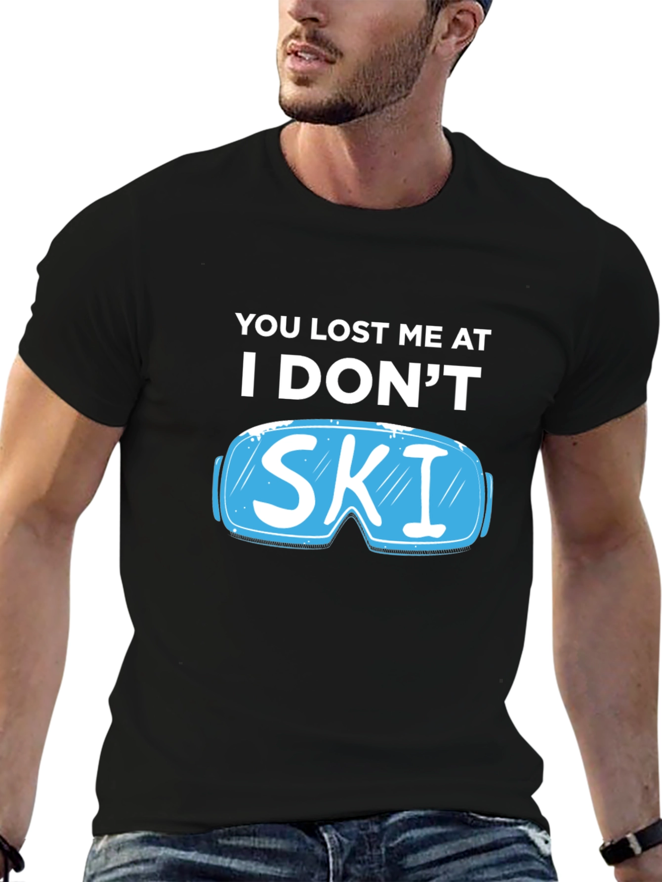 Black You Lost Me At I Don't Ski T-Shirt view 6