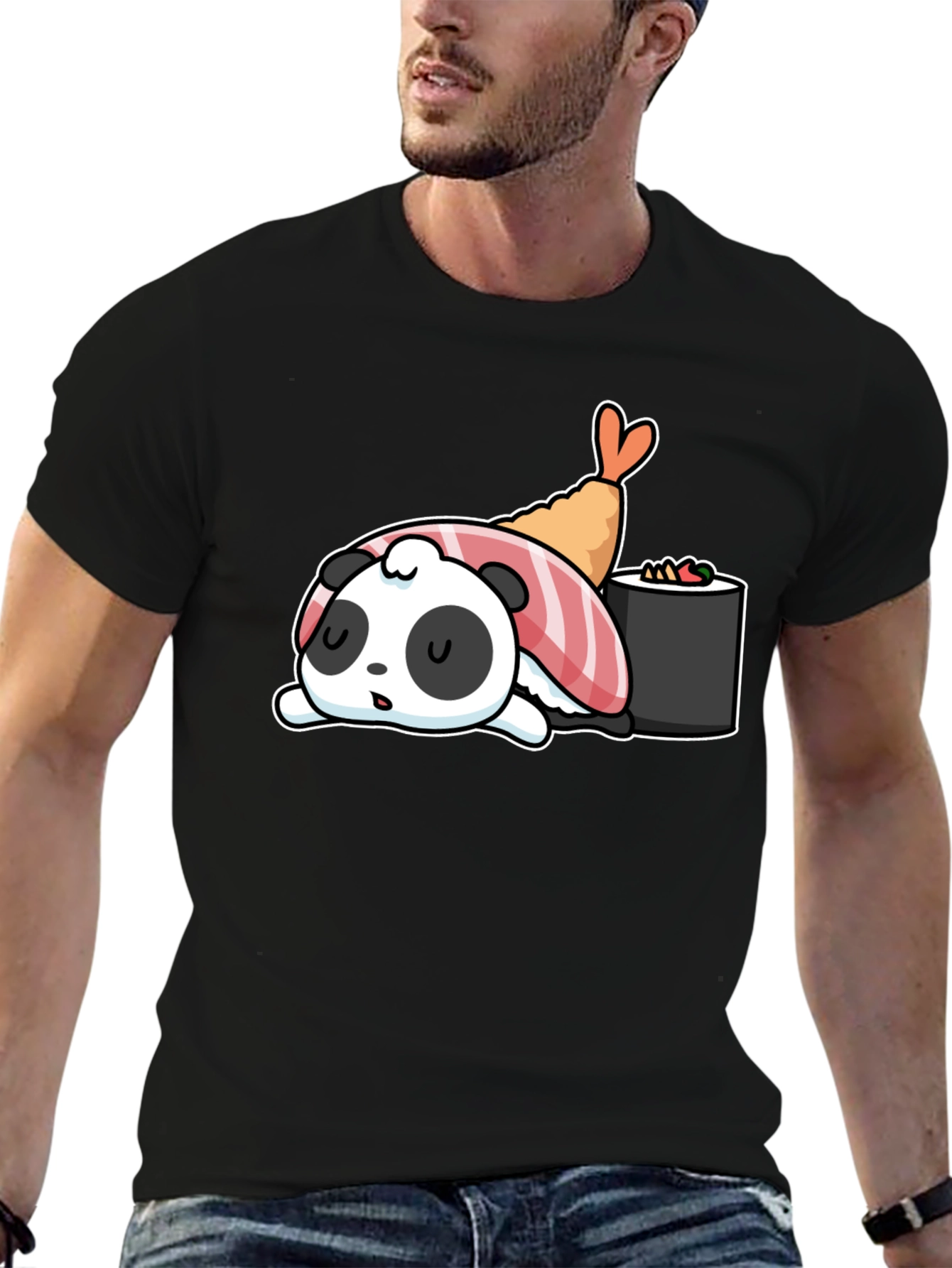 Black Sushi Panda Graphic Tee view 6