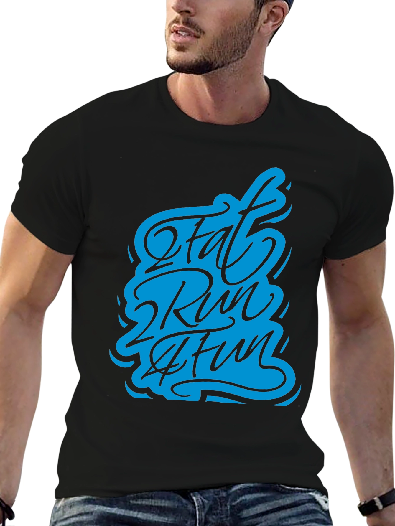 Black Fat 2 Run 2 Fun Graphic T-Shirt - Black view 6