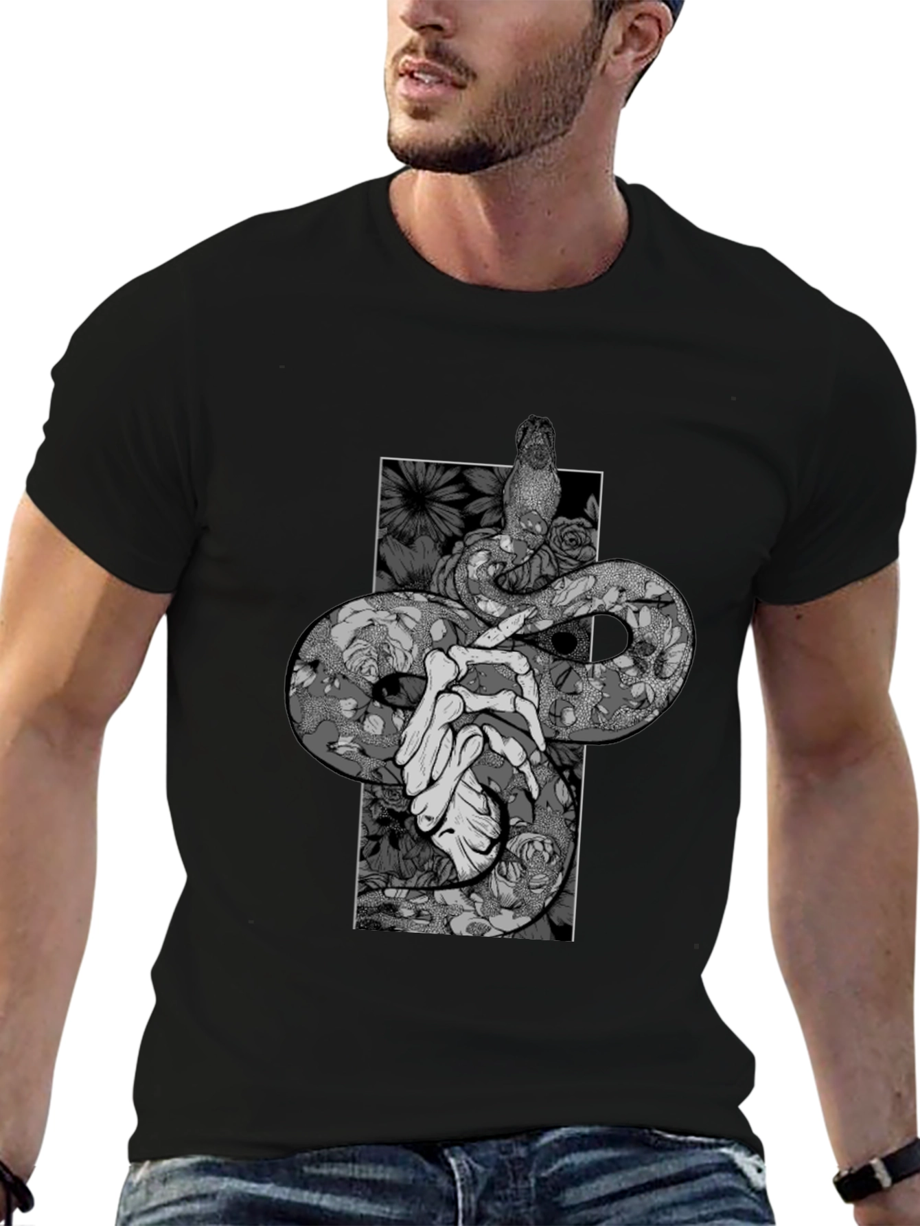 Black Snake & Bones Graphic Black T-Shirt view 6