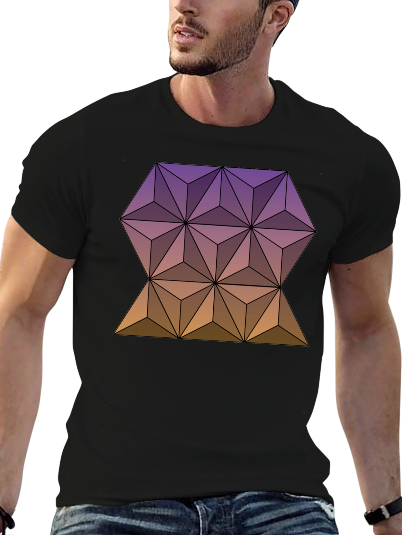 Black Geometric T-Shirt - Epcot Inspired Design view 6