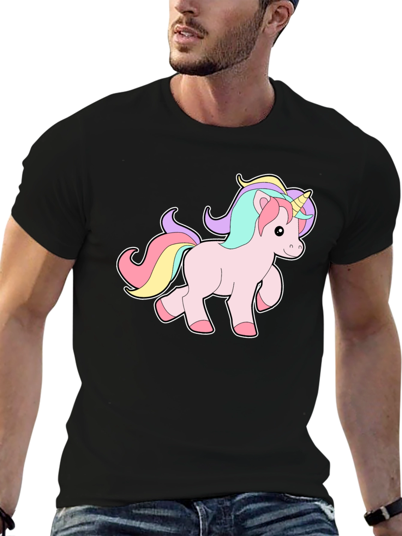Black Unicorn Graphic Tee - Men's Black T-Shirt view 6