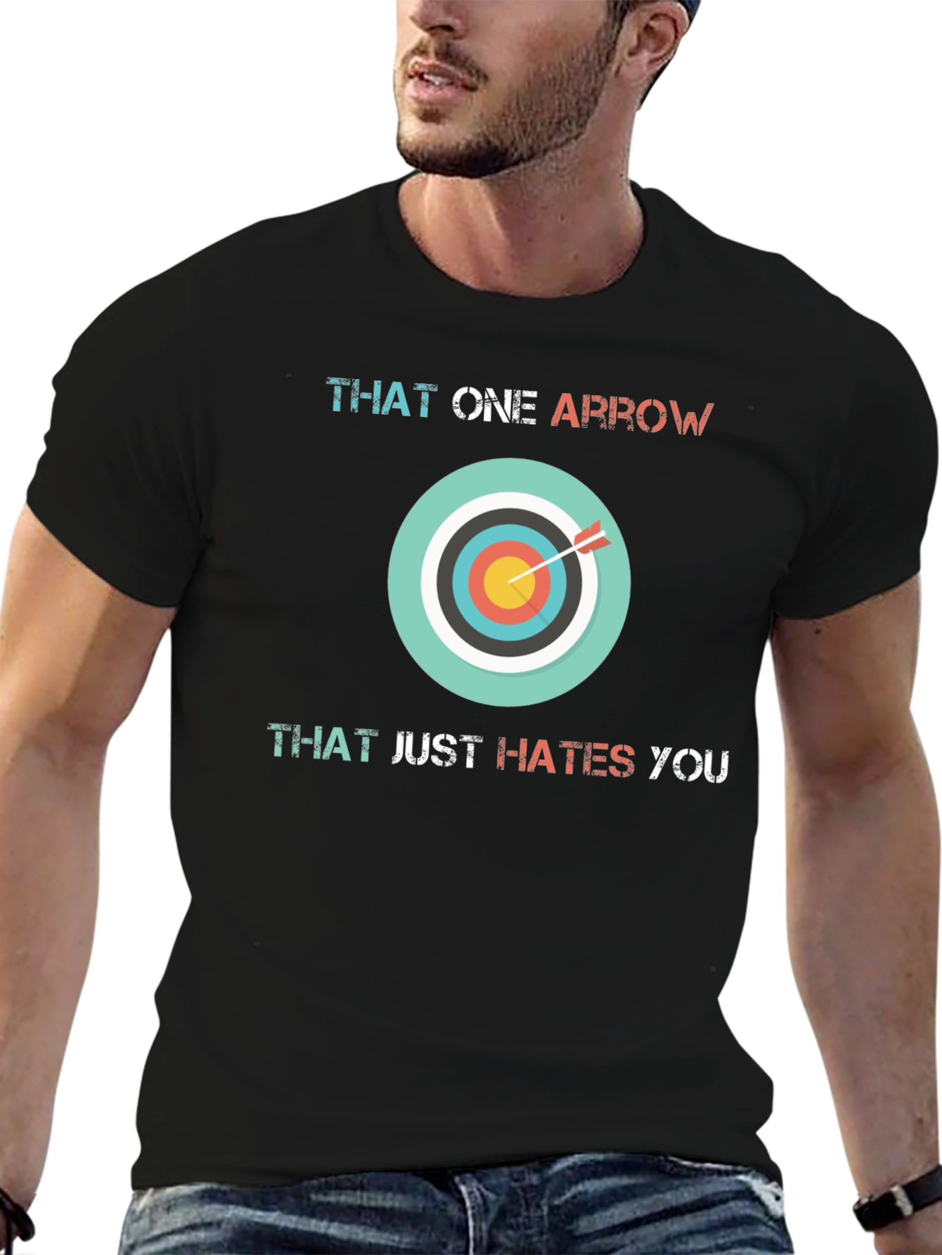 Black Funny Archery T-Shirt: That One Arrow Hates You! view 6
