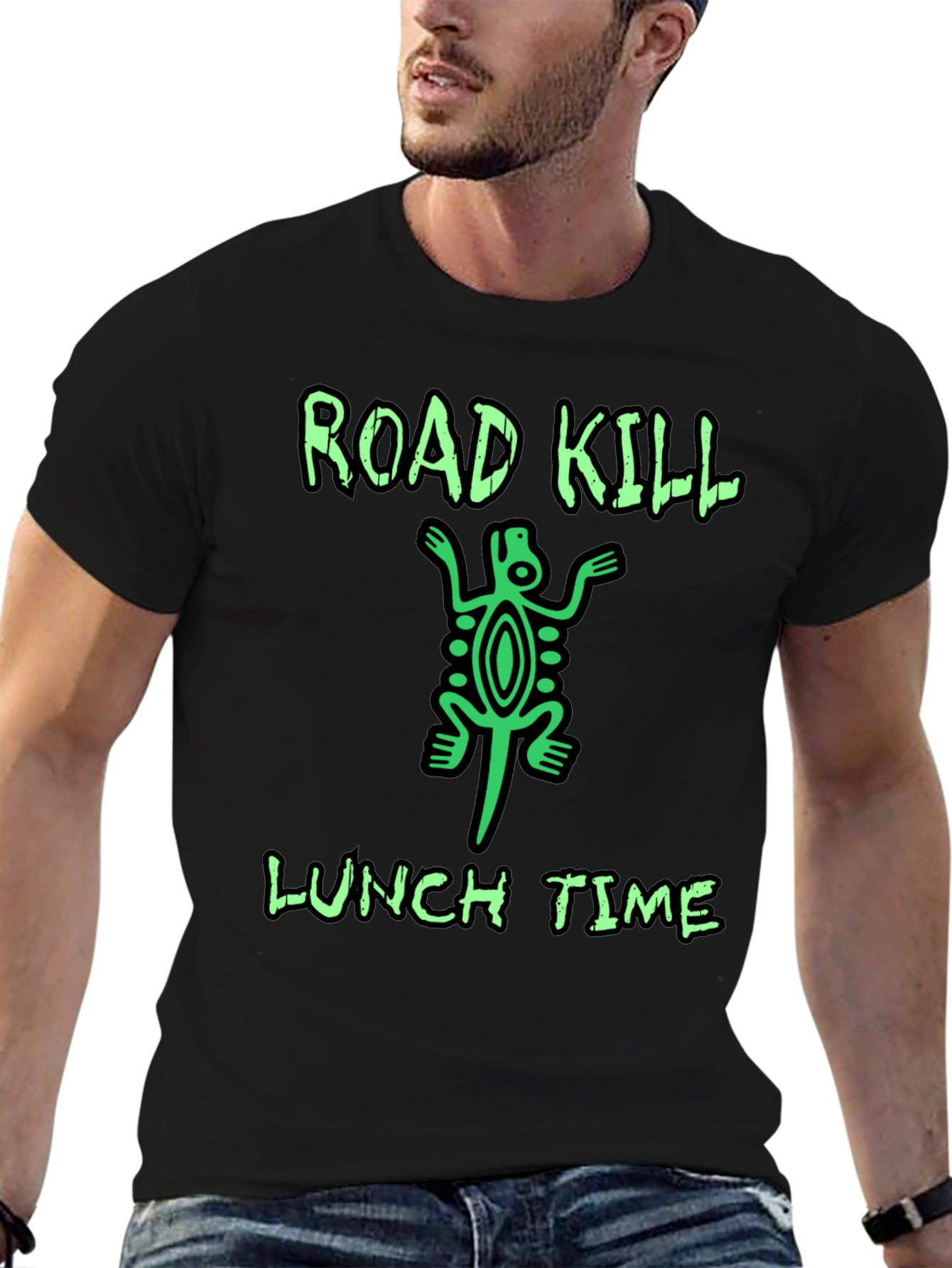 Black Road Kill Lunch Time Graphic T-Shirt view 6