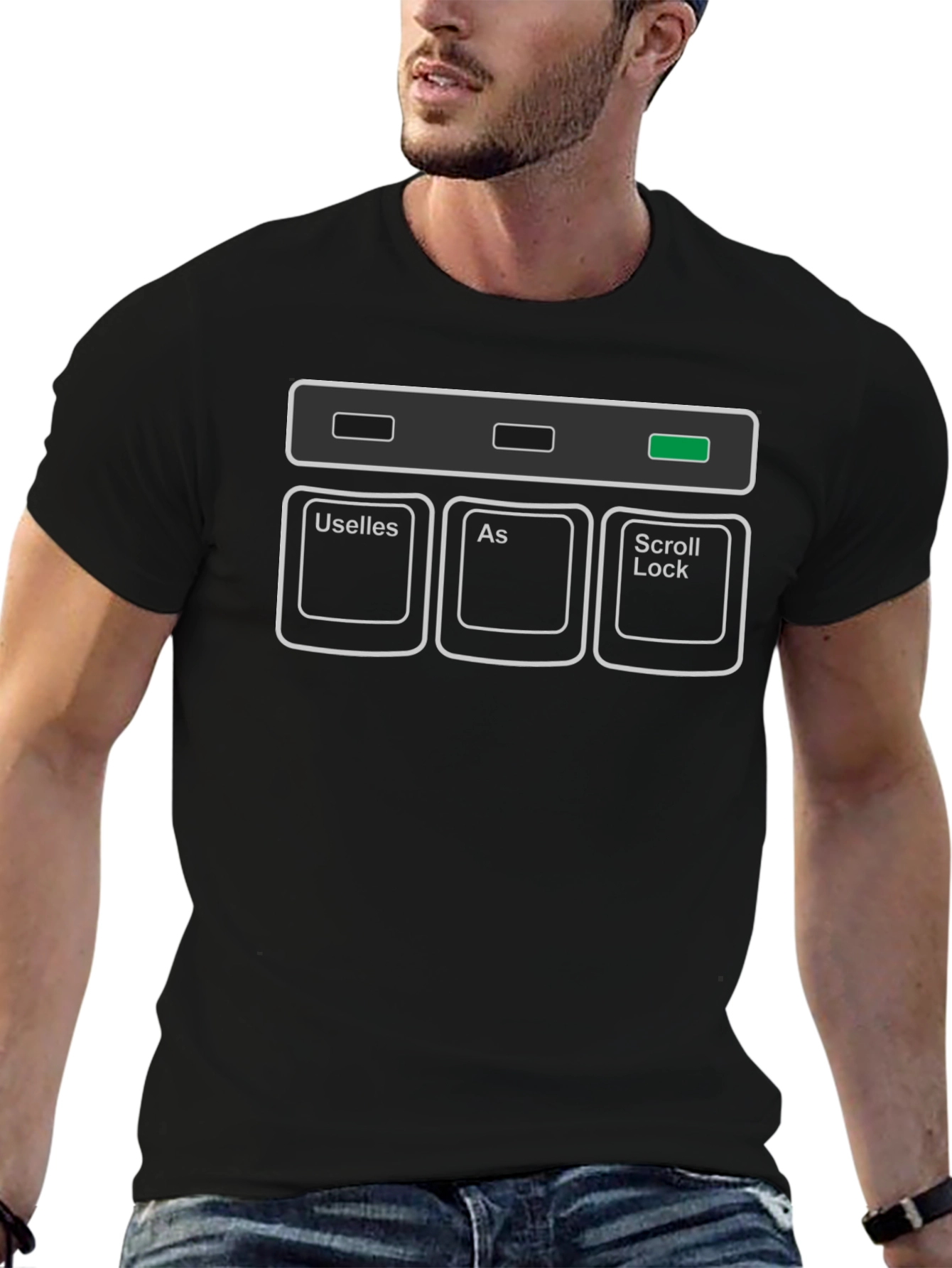 Black Scroll Lock Keyboard T-Shirt view 6
