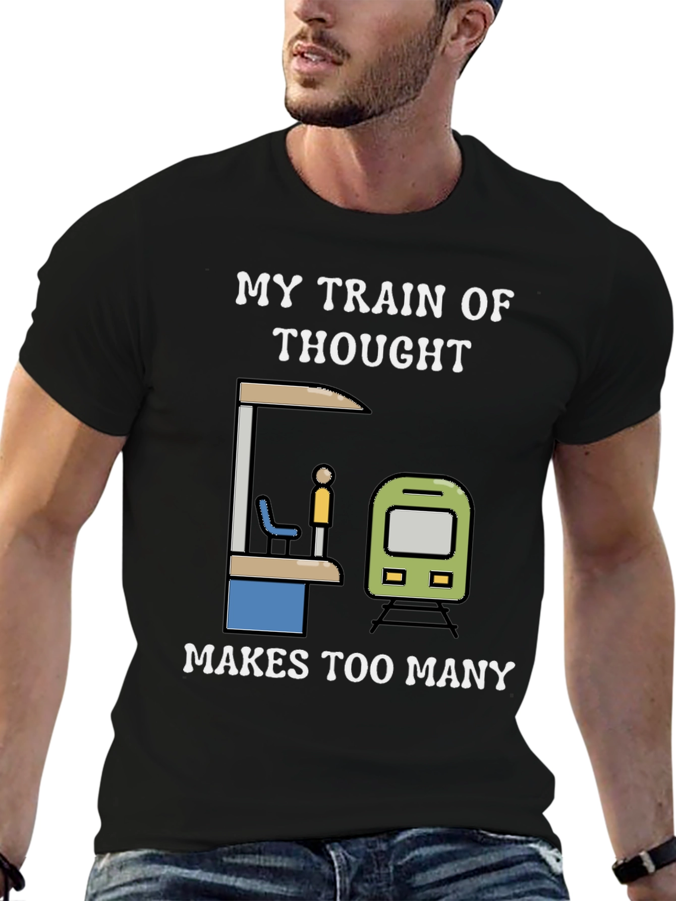 Black Train of Thought Graphic Tee view 6