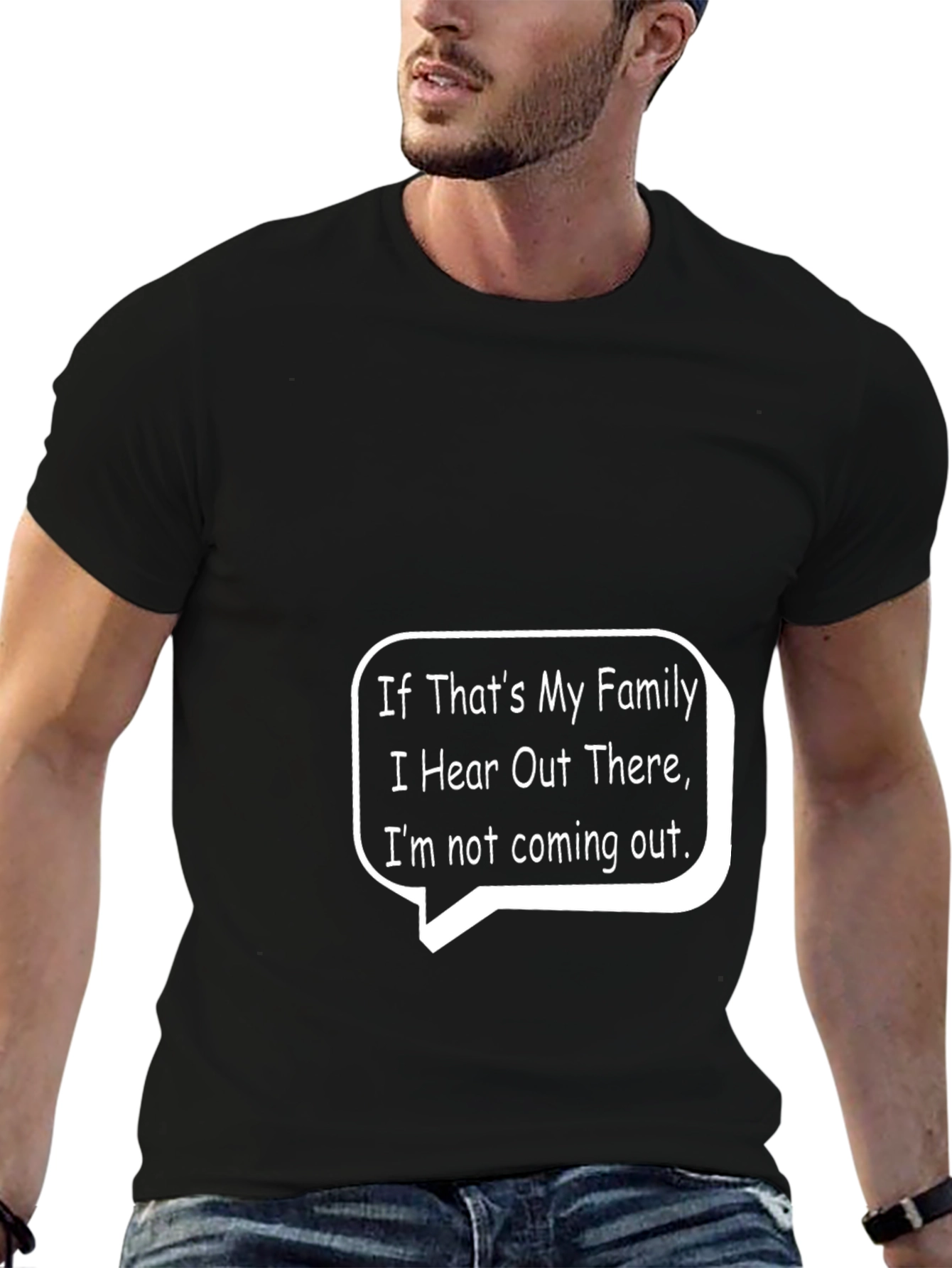 Black Funny "If That's My Family" Graphic Tee view 6