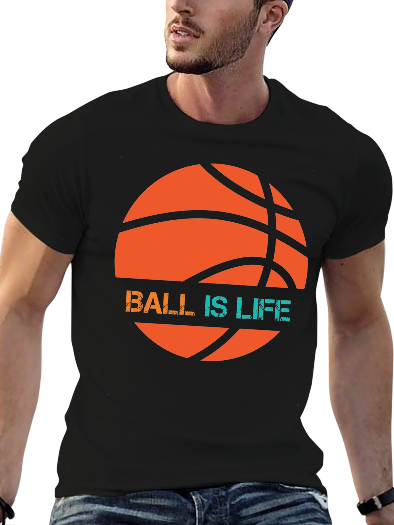 Black Ball is Life Graphic Tee - Basketball T-Shirt view 6