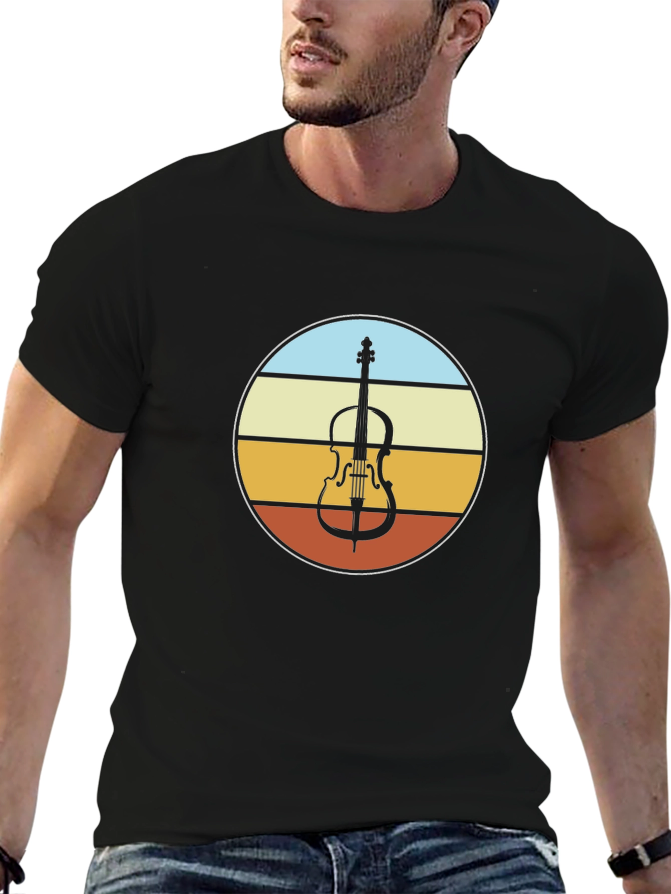 Black Retro Cello T-Shirt - Musician Style view 6