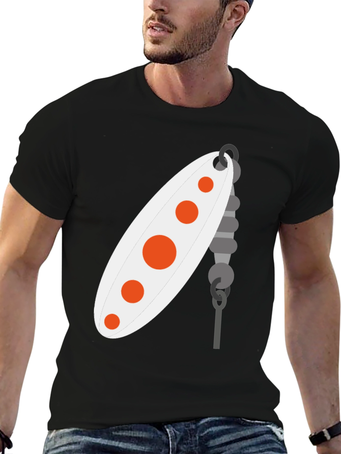 Black Fishing Lure Graphic Tee - Black Cotton T-Shirt view 6