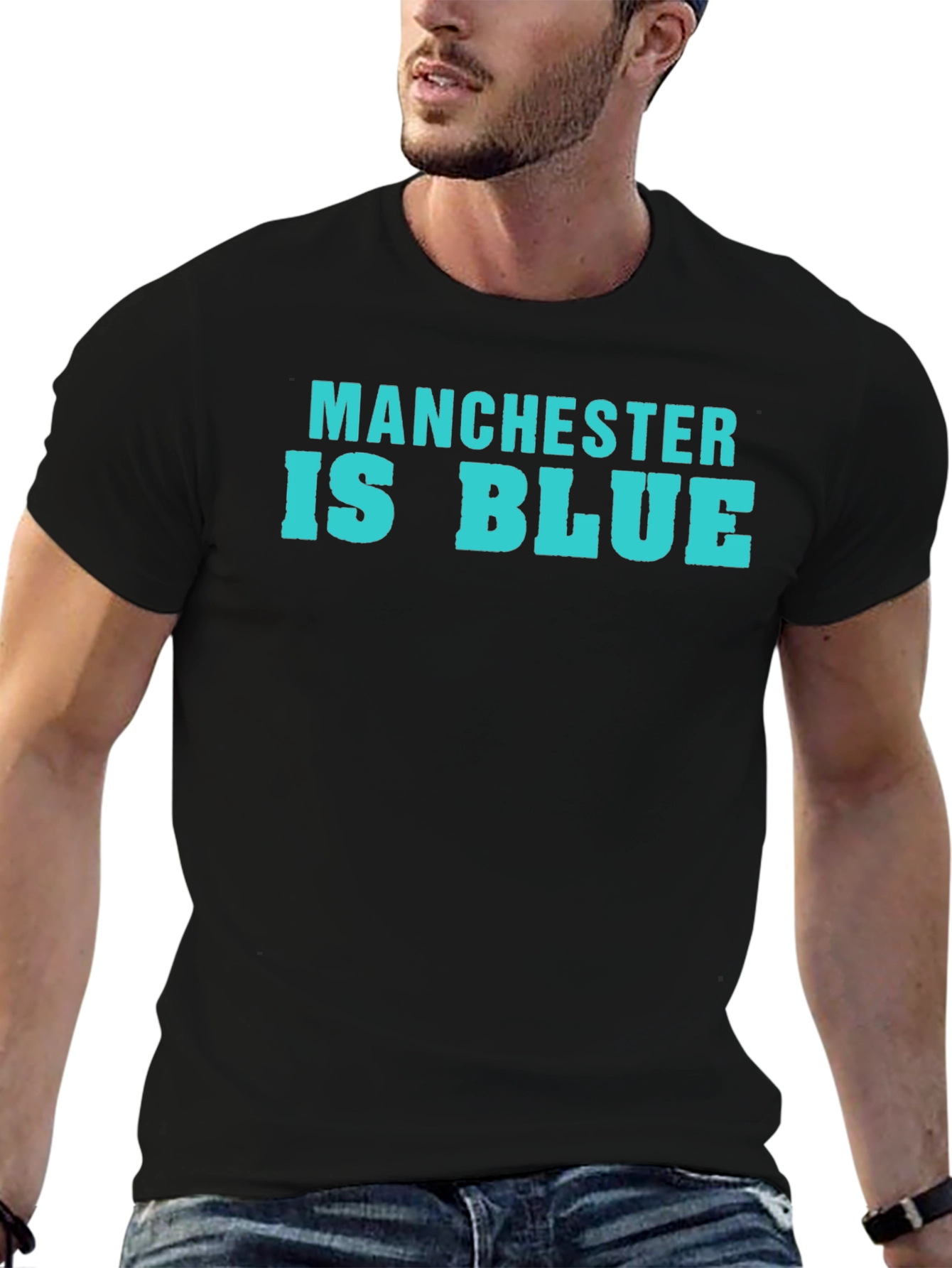 Black Manchester Is Blue T-Shirt view 6