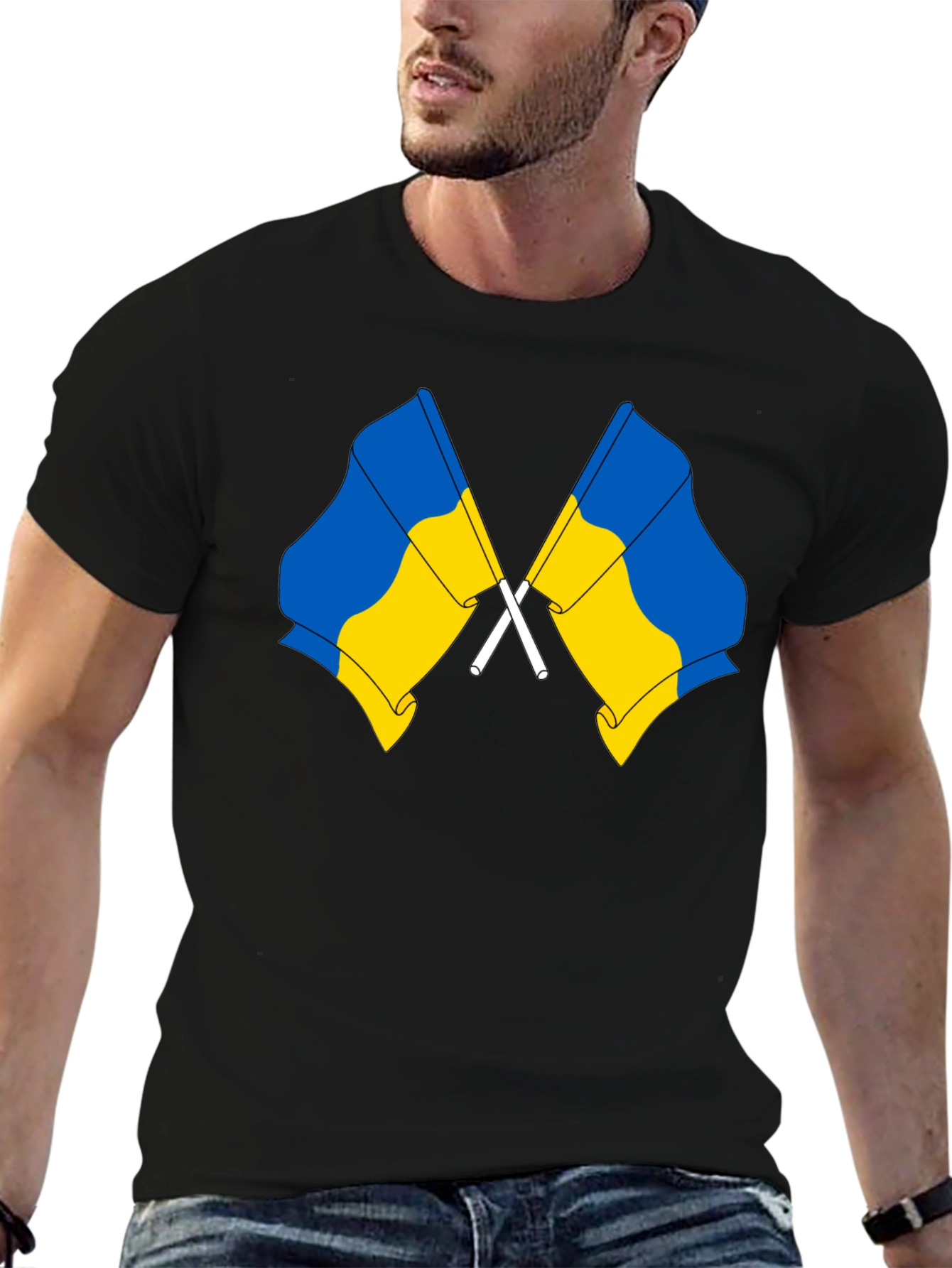 Black Ukraine Flags T-Shirt view 6