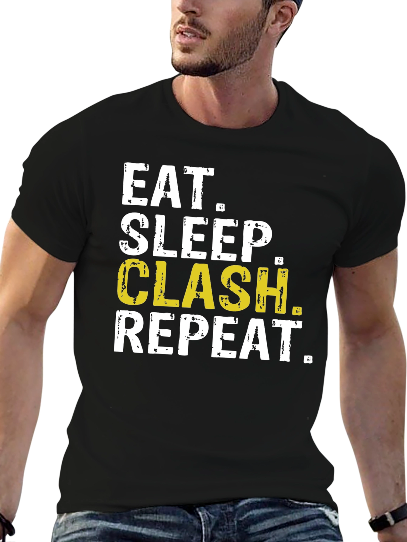 Black Eat Sleep Clash Repeat Black T-Shirt view 6