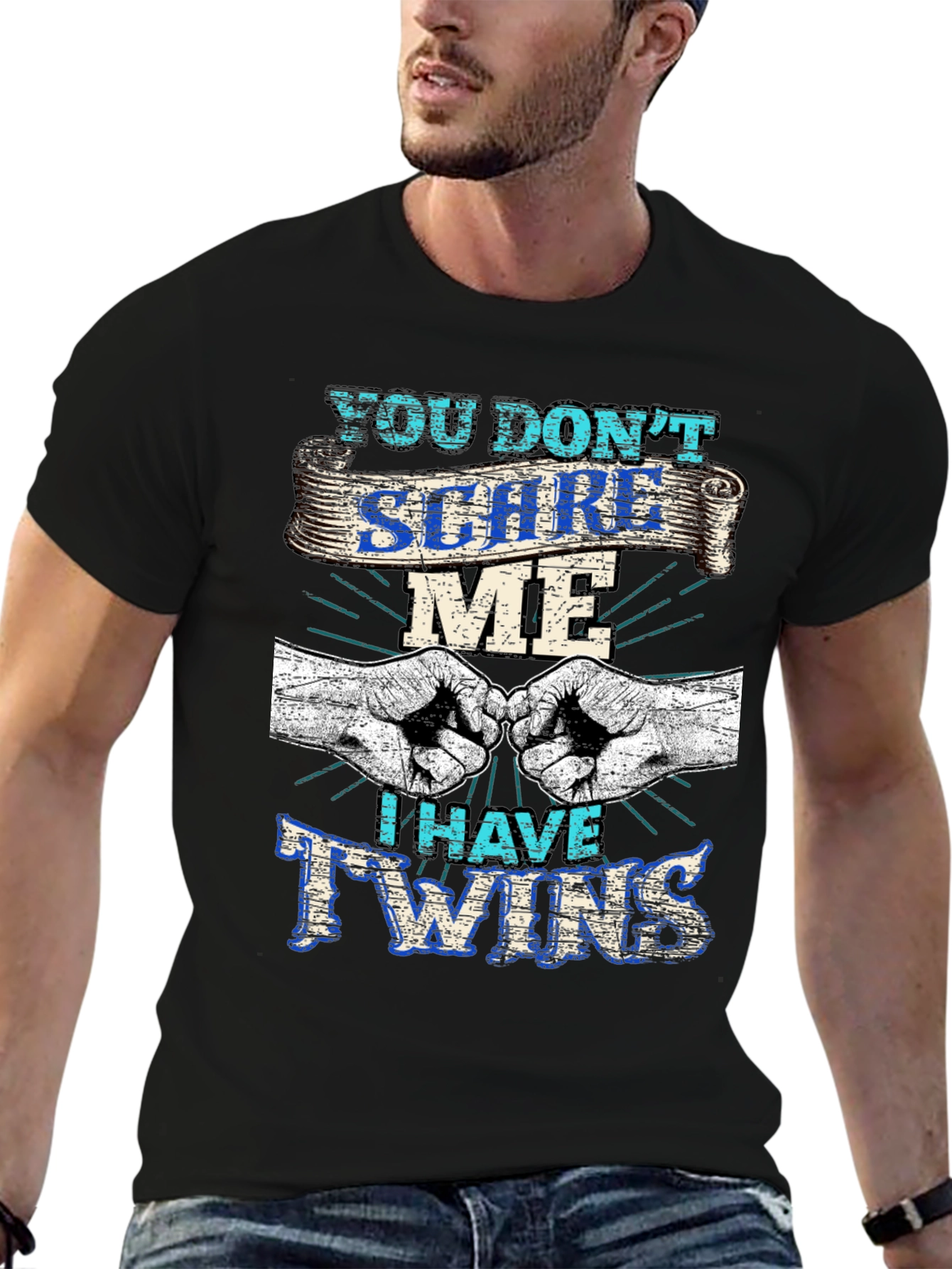Black You Don't Scare Me I Have Twins T-Shirt view 6