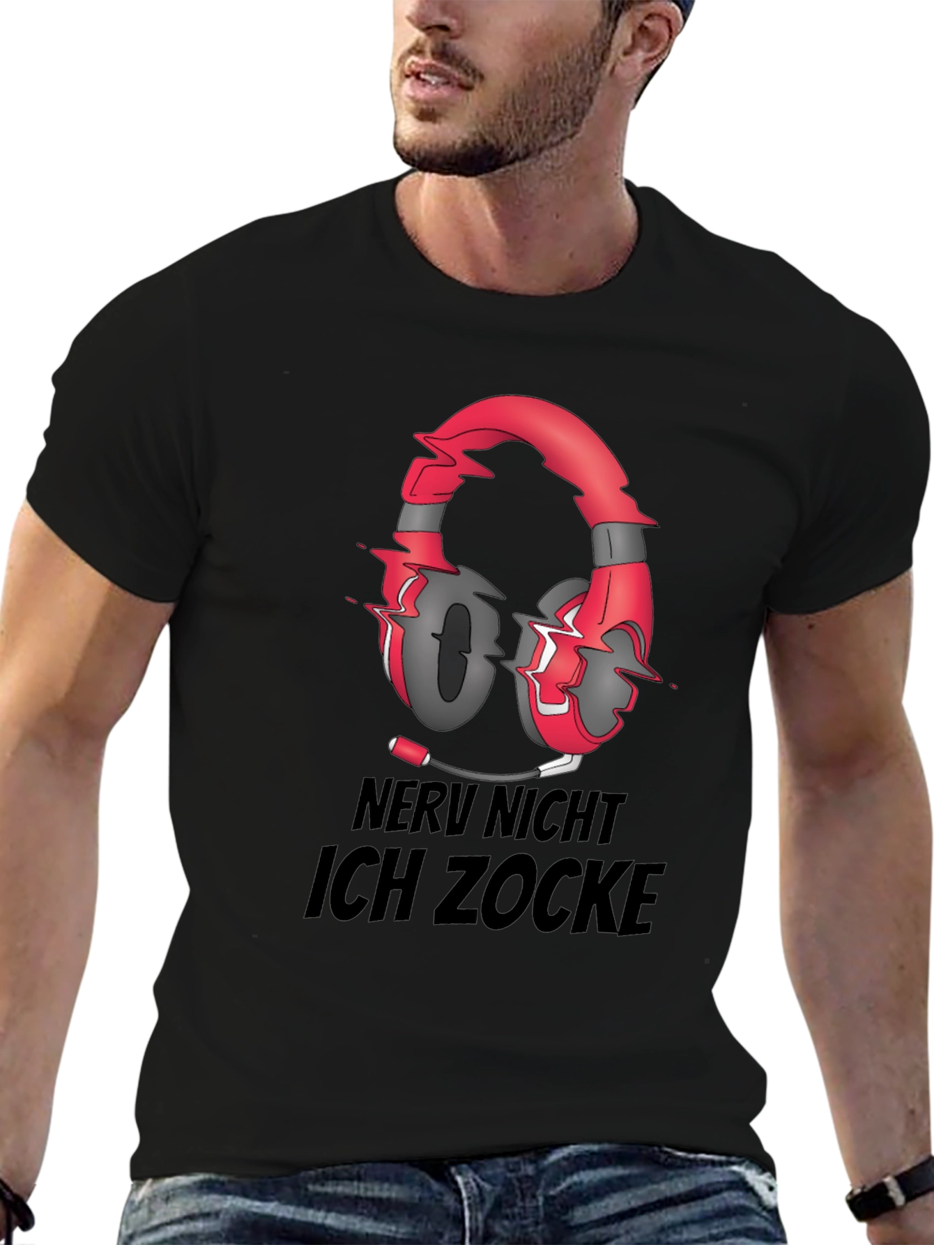 Black Nerv Nicht Ich Zocke T-Shirt Gaming Headset view 6