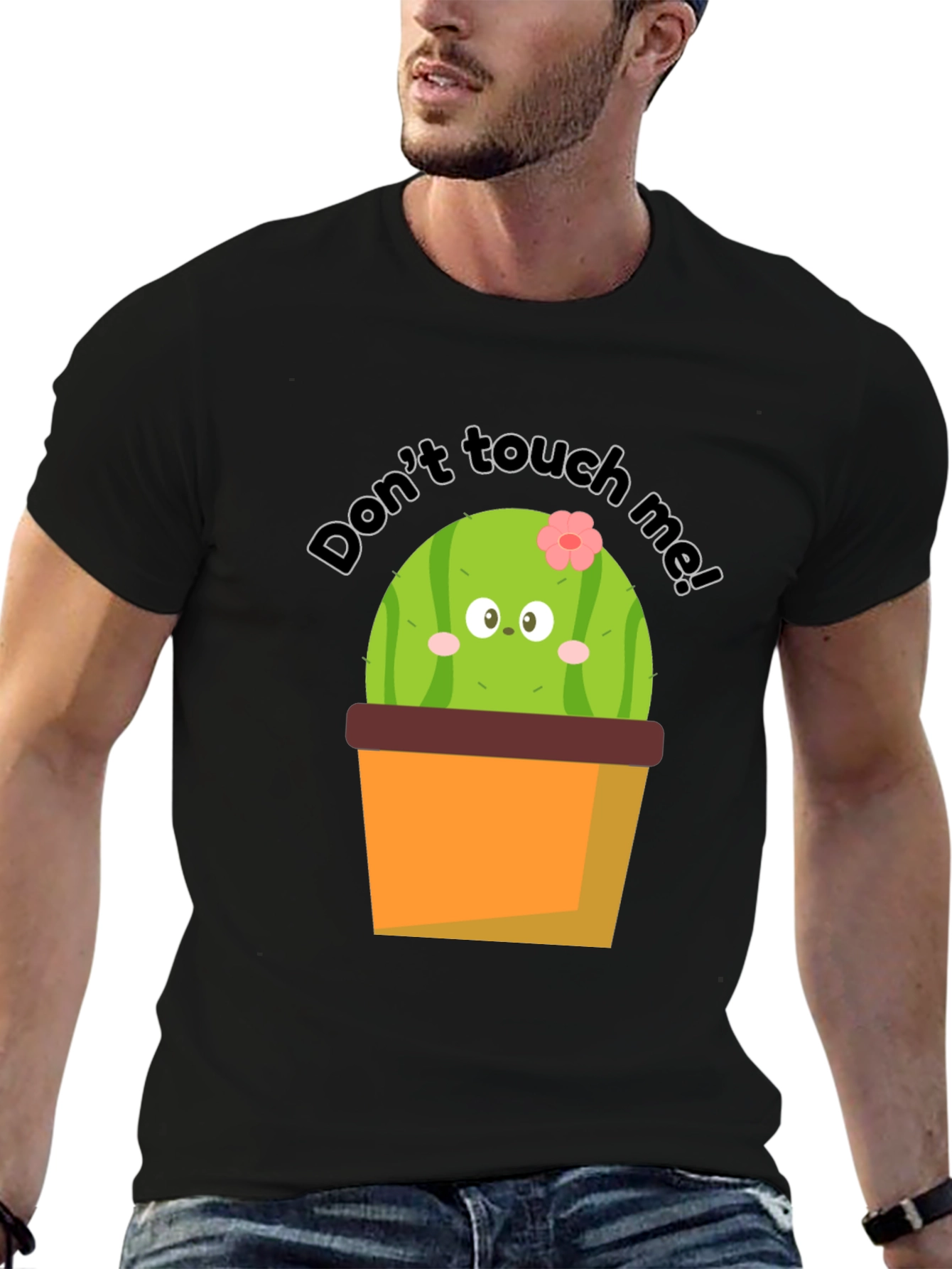 Black Cute Cactus Graphic Tee - Don't Touch Me! view 6