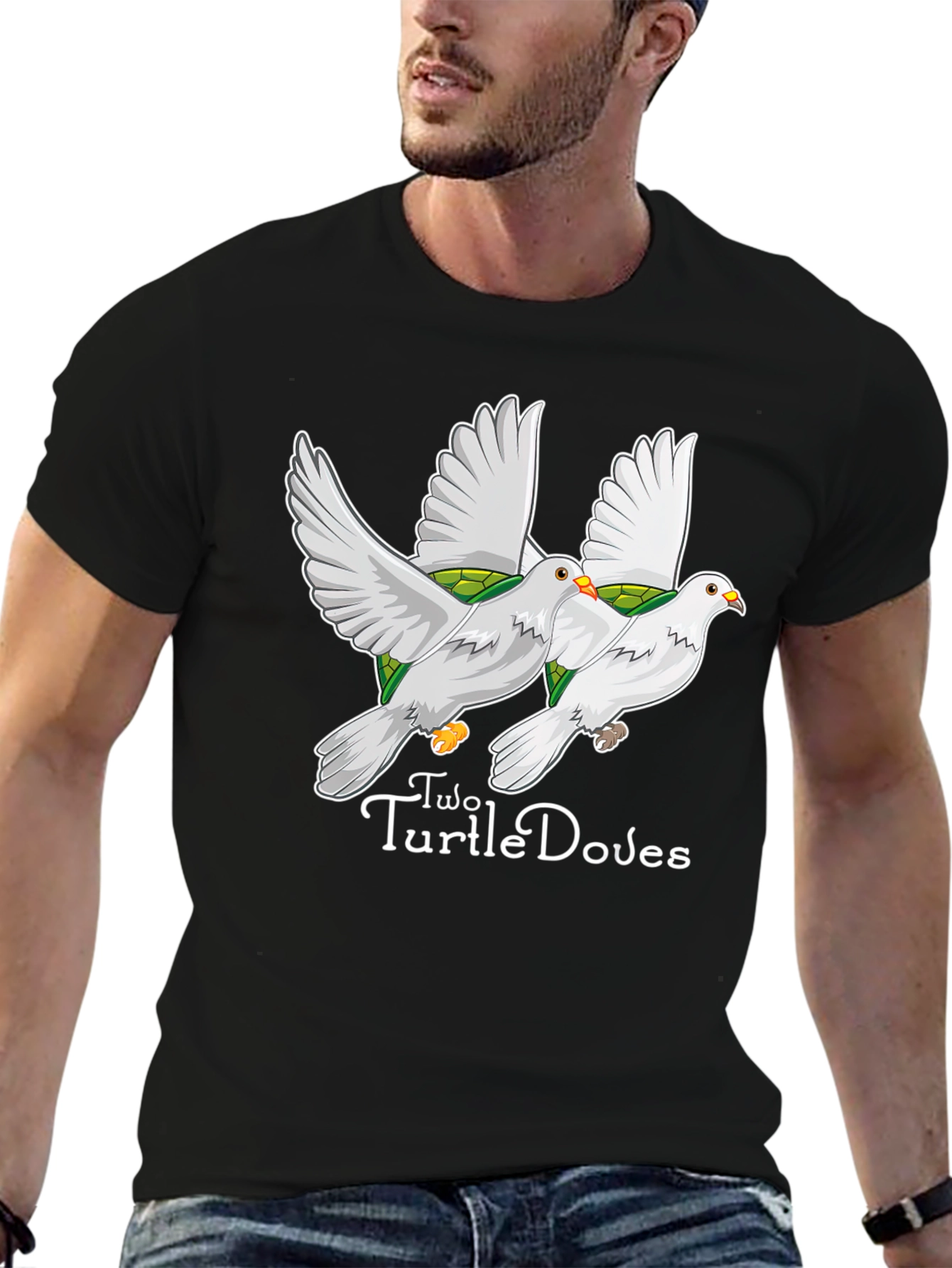 Black Two Turtle Doves Graphic Tee - Unique Design view 6