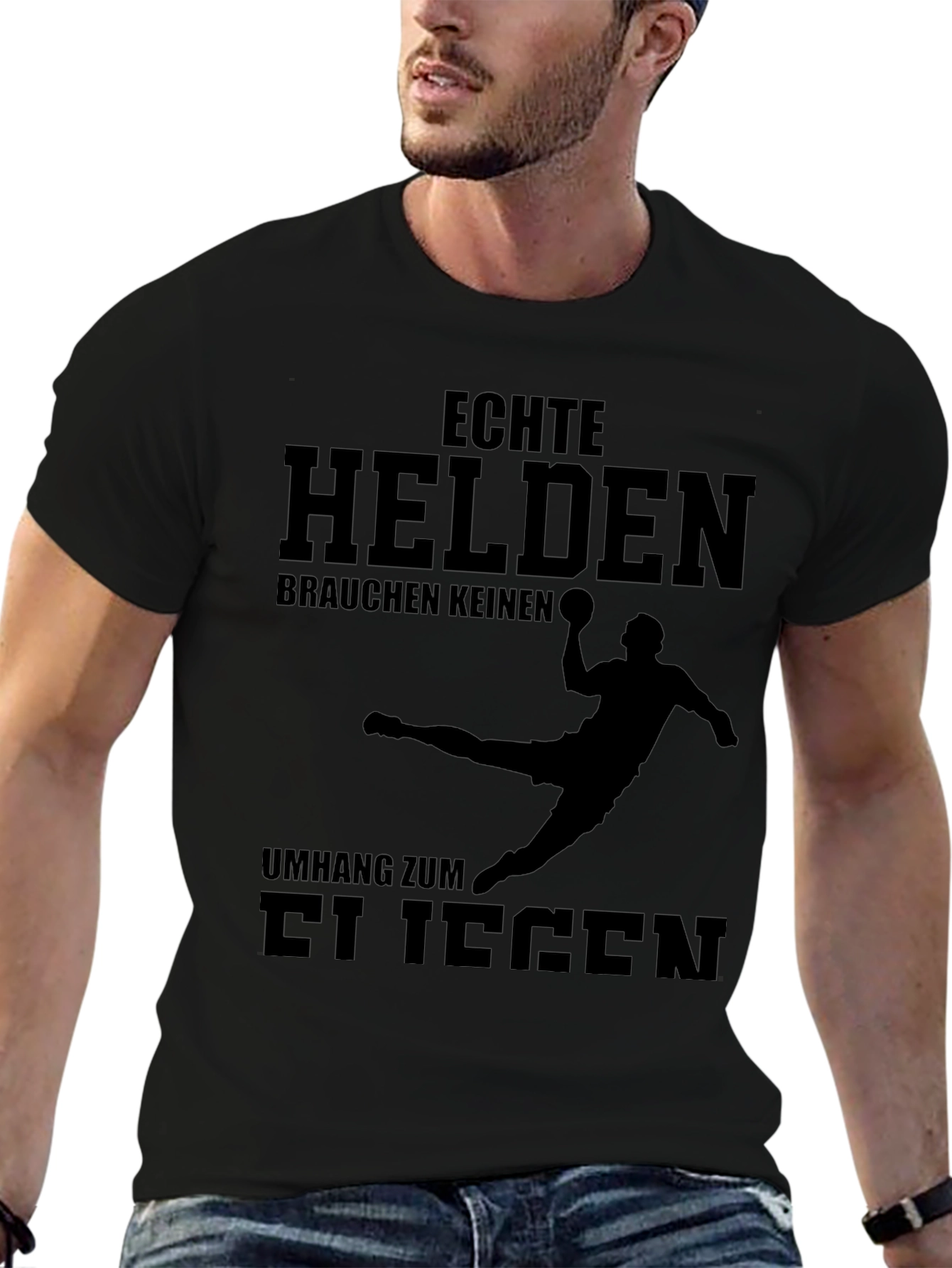 Black Echte Helden T-Shirt - Handball Design view 6