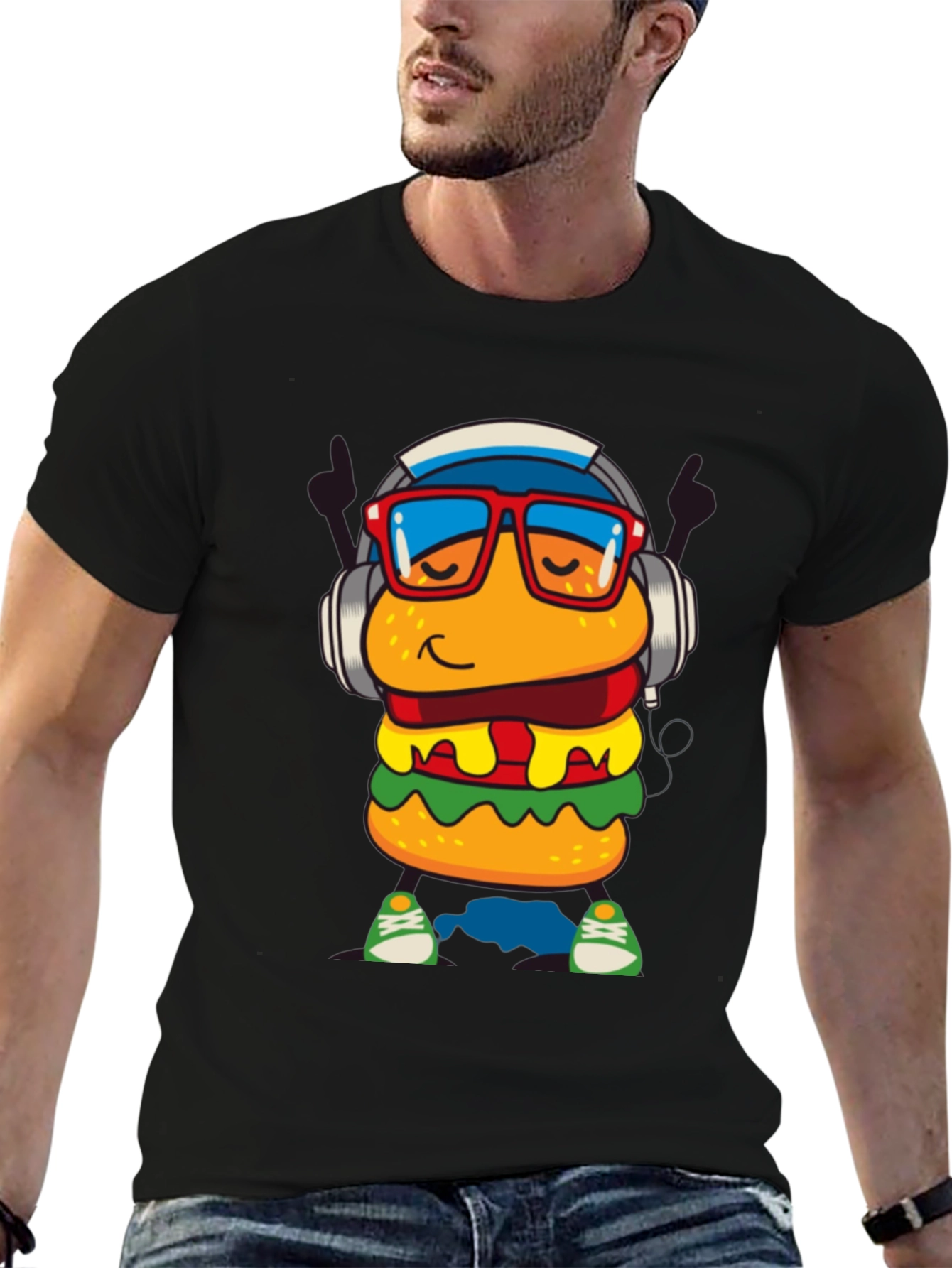 Black Burger Dude Graphic Tee - Black Short Sleeve view 6