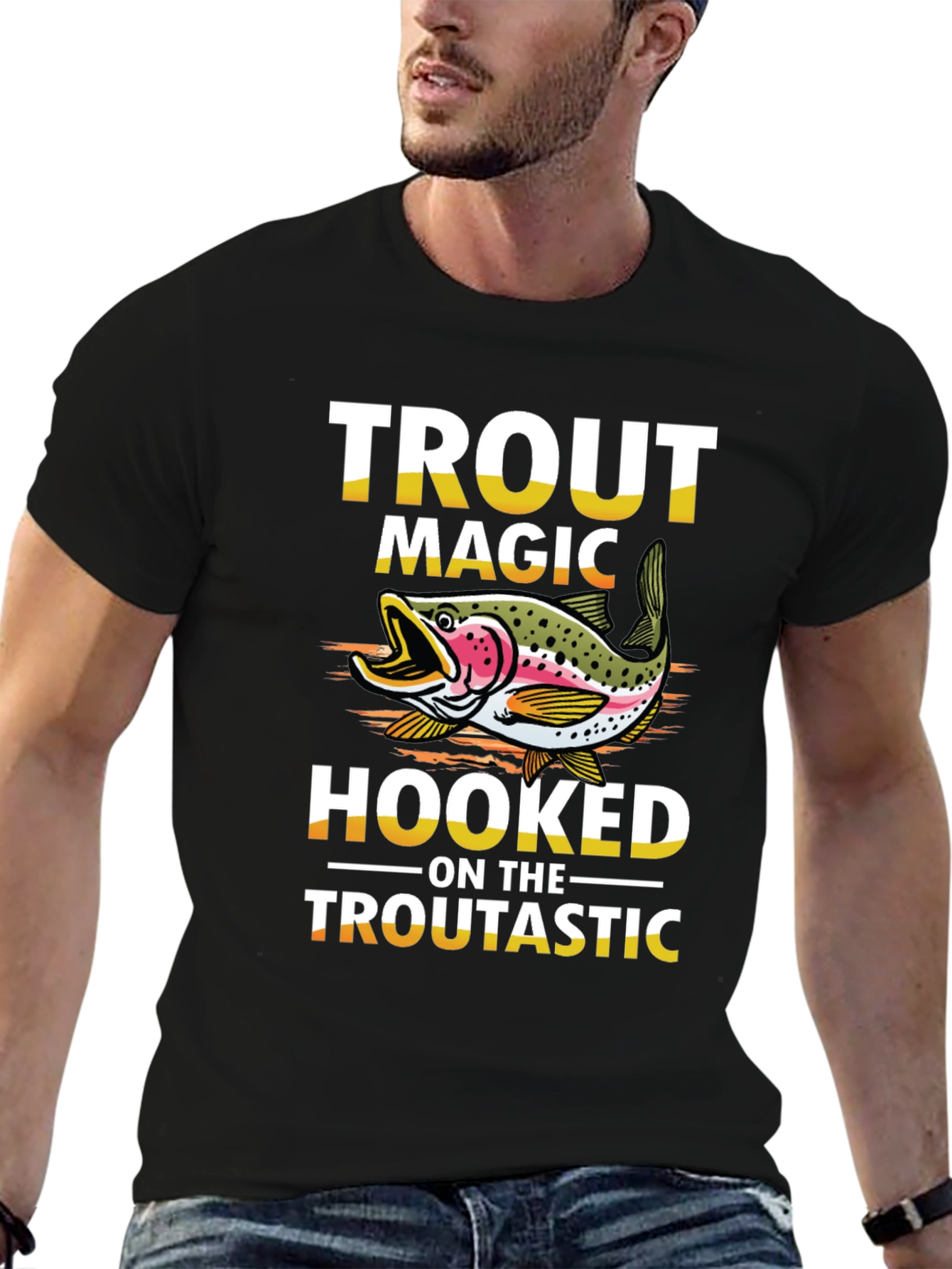 Black Trout Magic T-Shirt - Hooked on the Trouttastic view 6