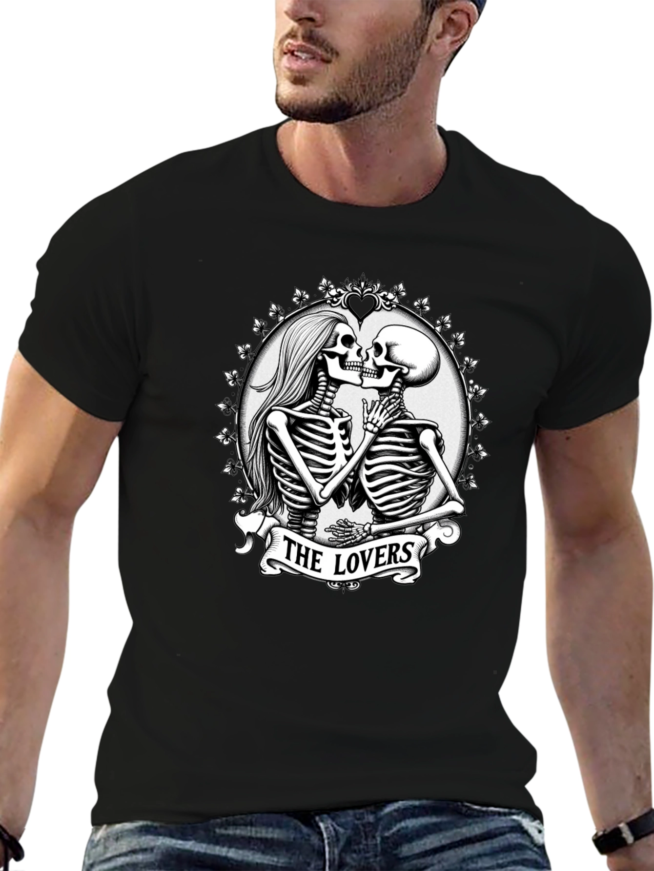 The Lovers Skeleton Graphic T-Shirt - Gothic Romance Tee - 6