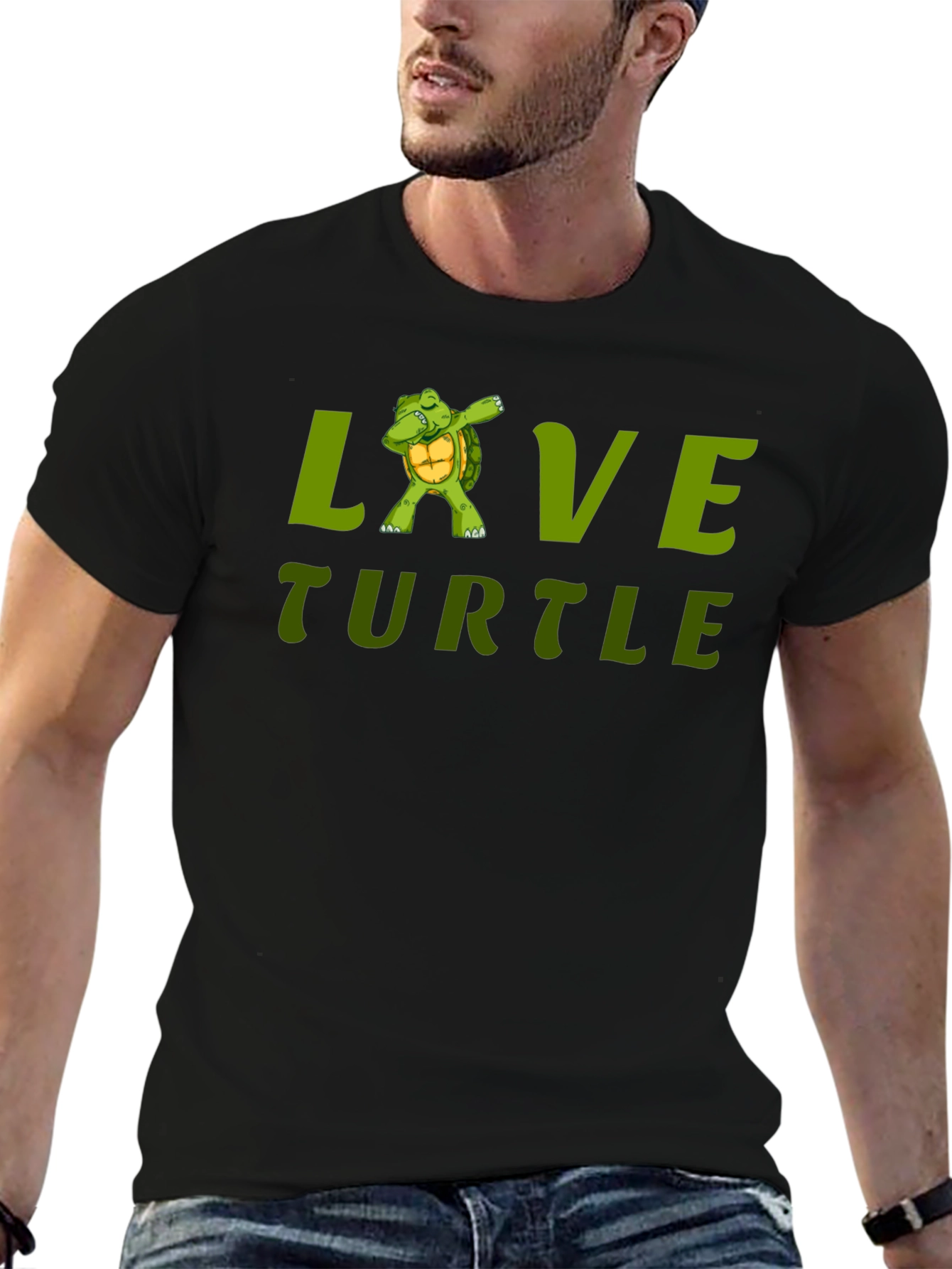 Black Love Turtle Black T-Shirt view 6