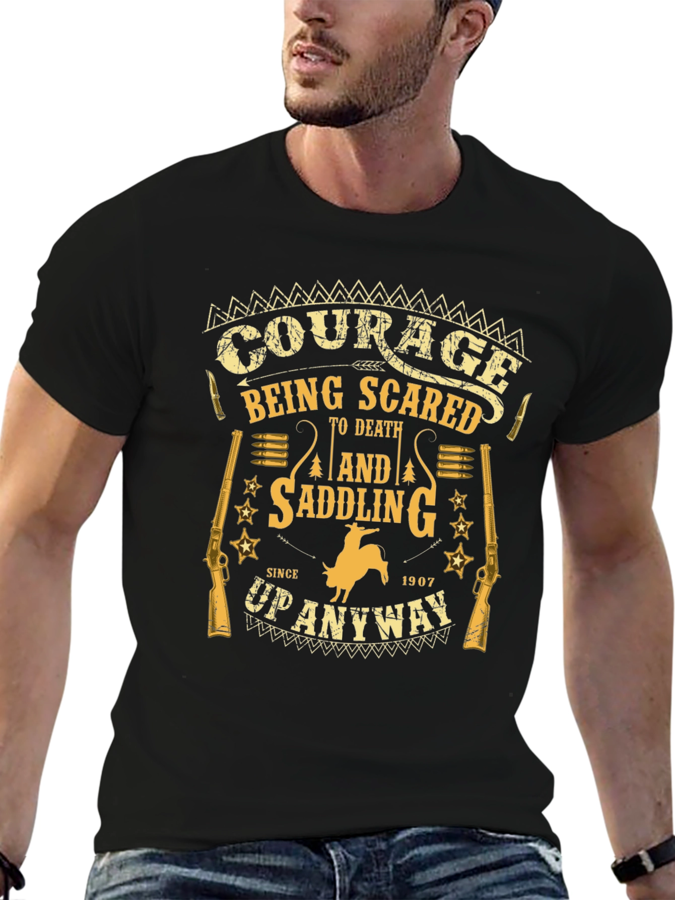 Black Courage Rodeo Graphic Tee - Black Cotton Blend view 6