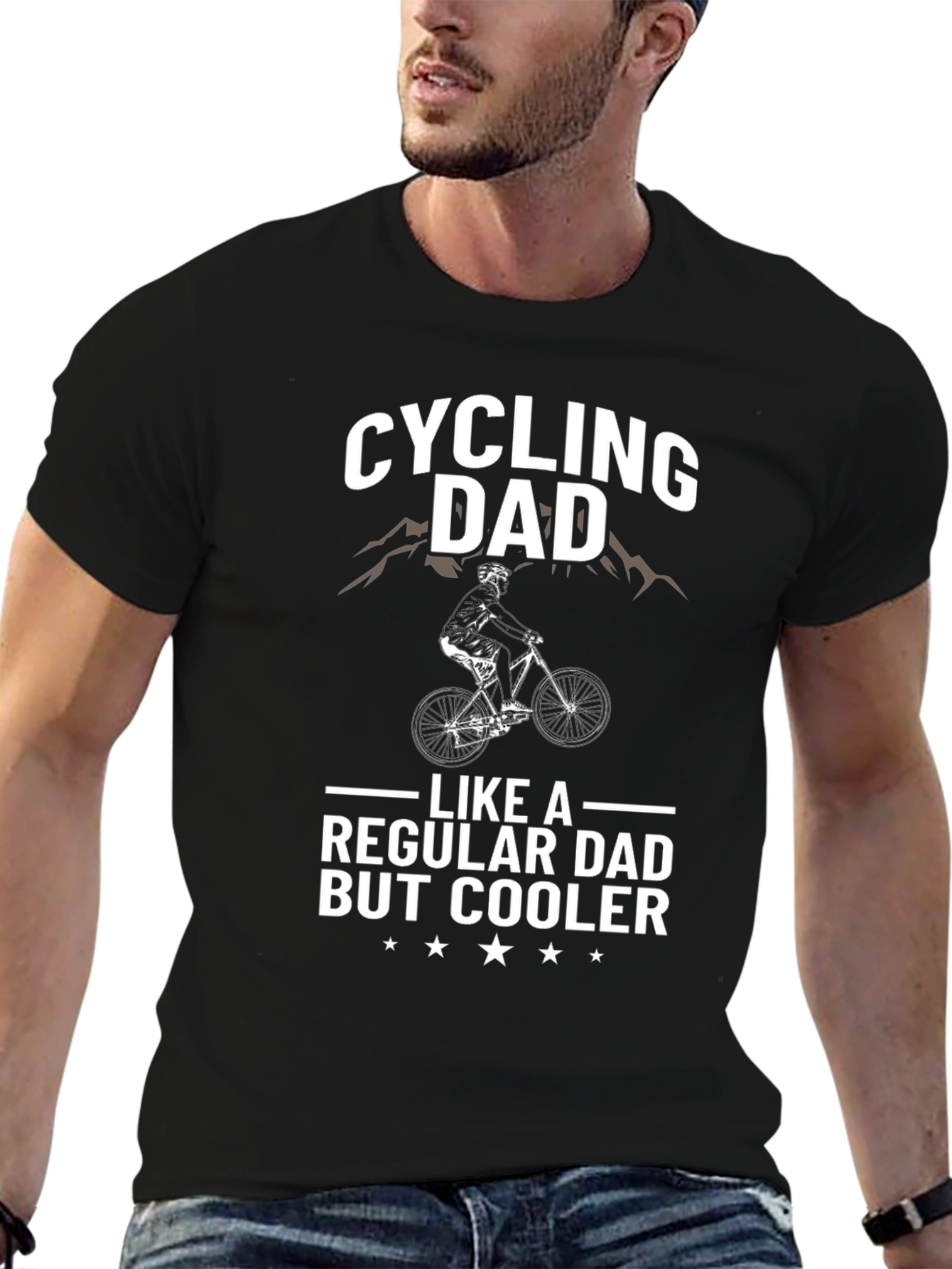 Black Cycling Dad T-Shirt - Regular Dad But Cooler view 6