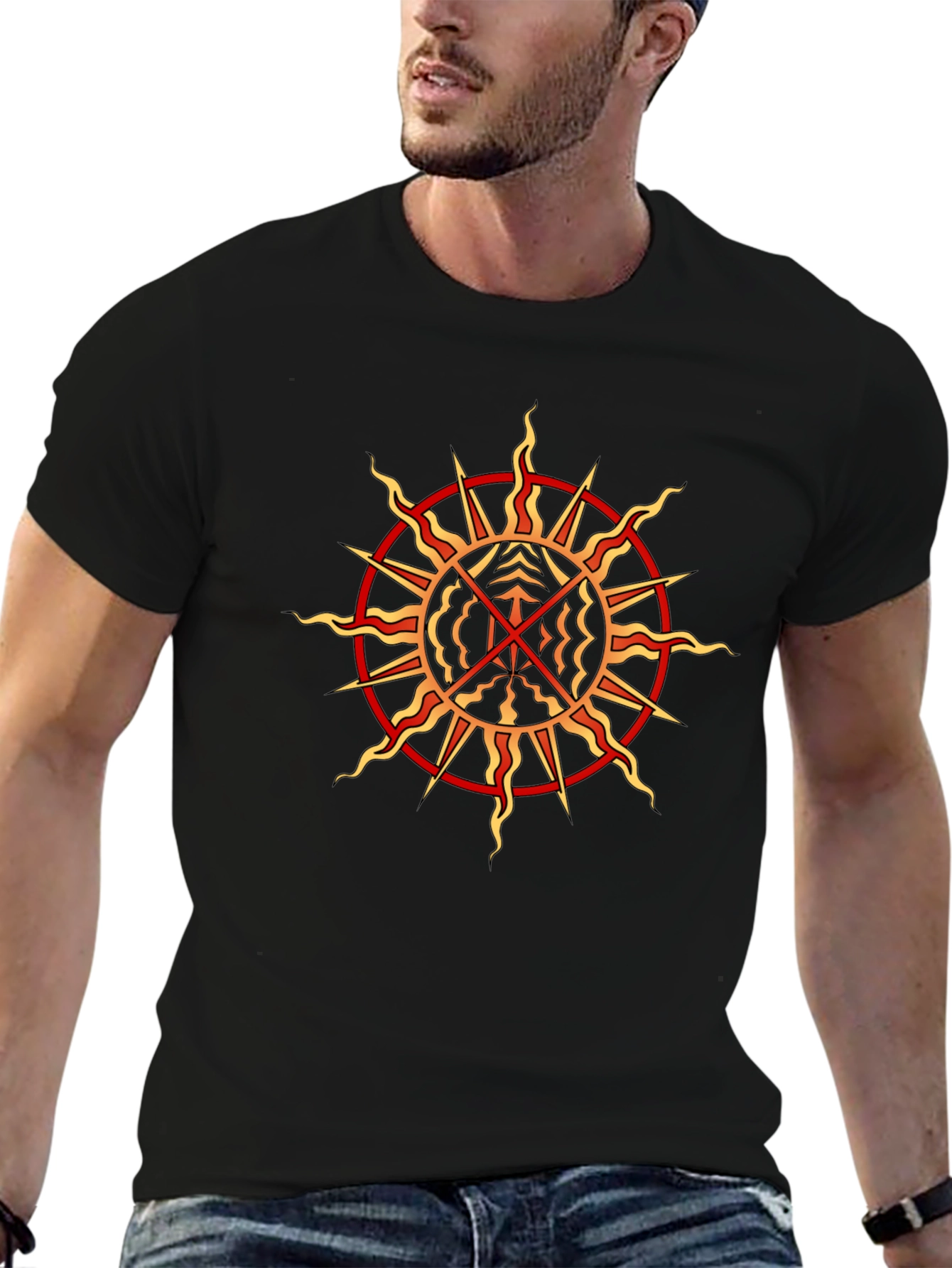 Mystic Sun Graphic Tee - Black Crew Neck T-Shirt - 6