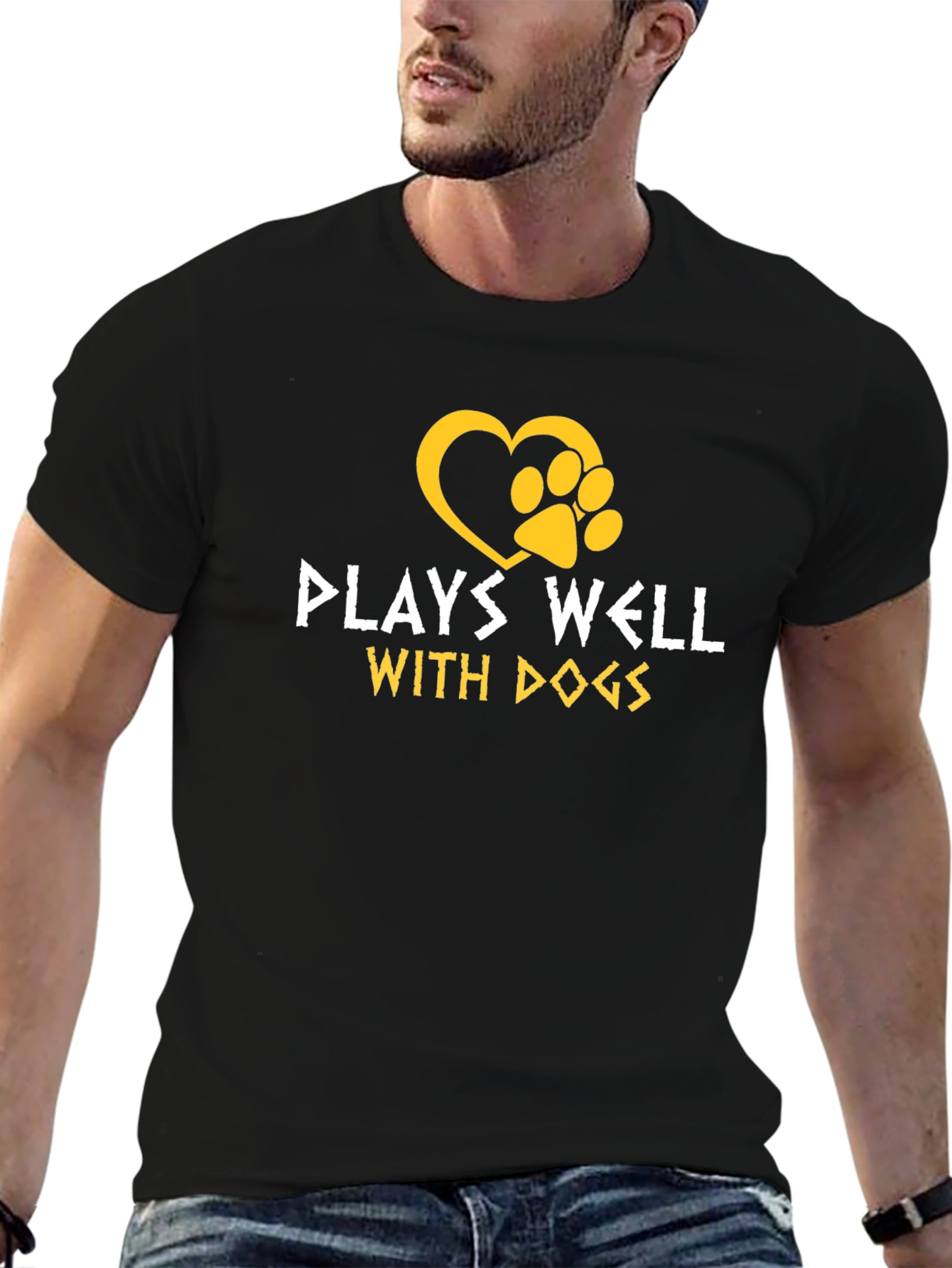 Black Plays Well With Dogs Graphic T-Shirt view 6