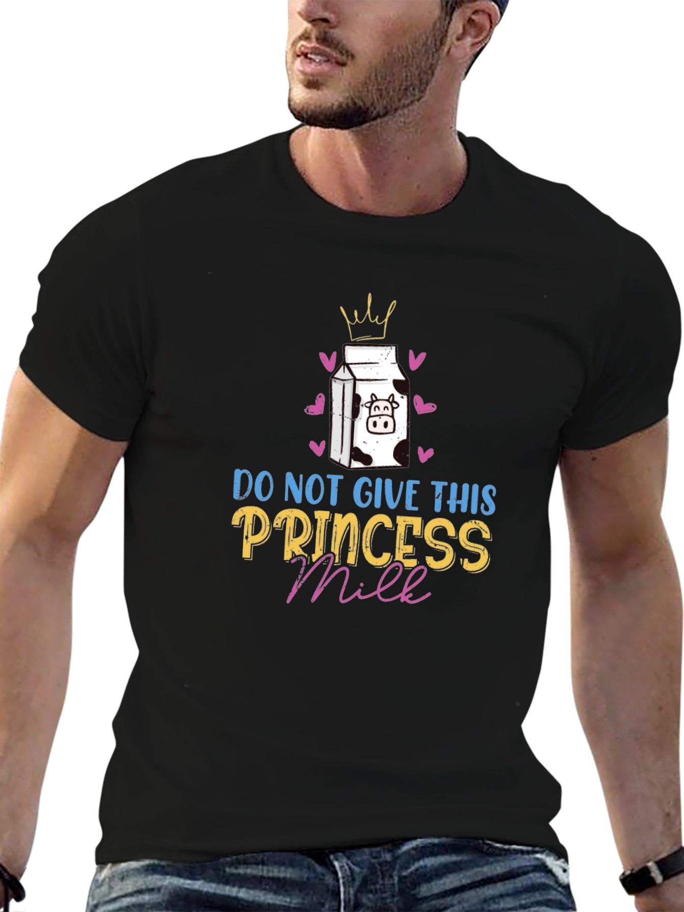 Black Do Not Give This Princess Milk T-Shirt view 6
