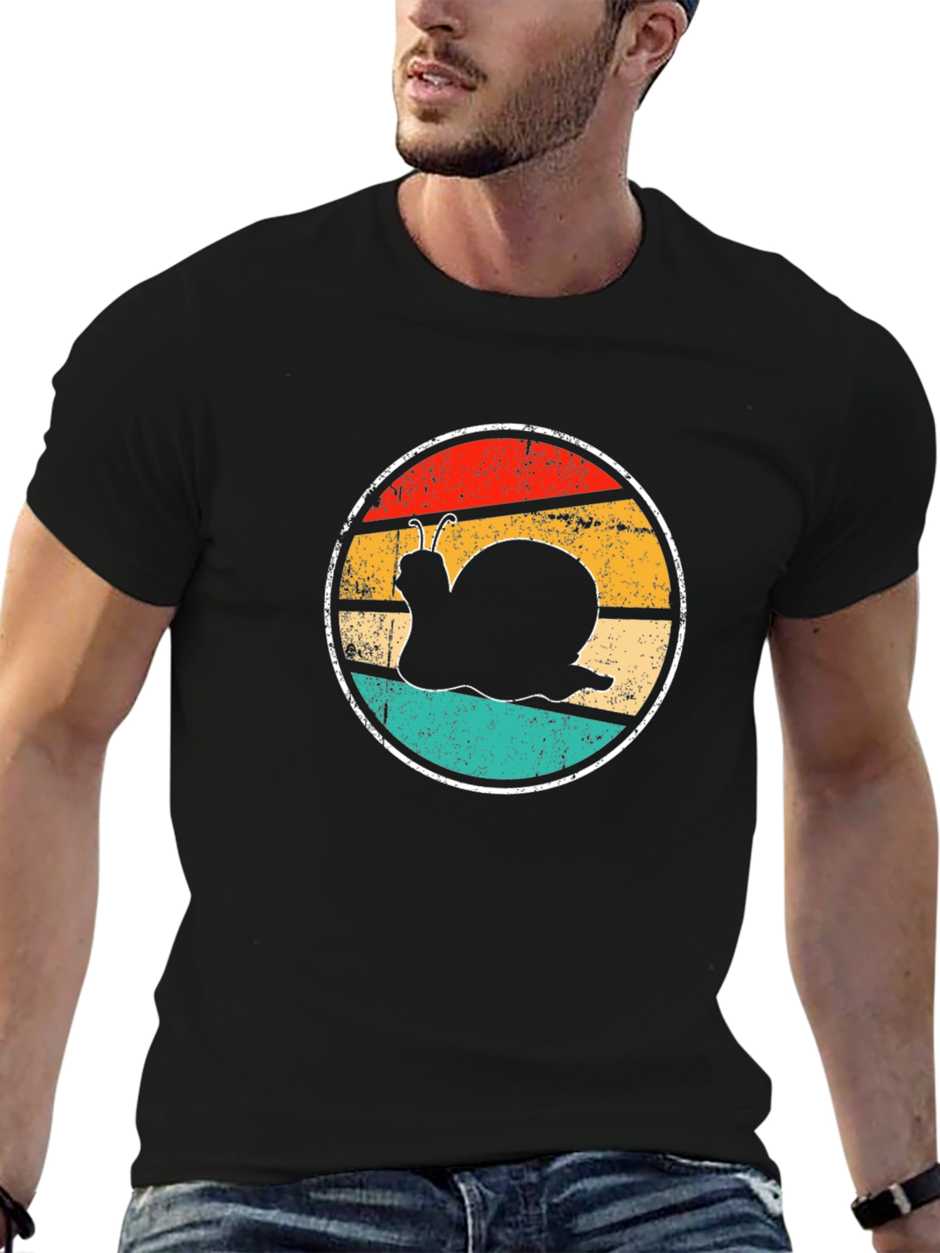 Black Retro Snail Graphic Tee - Vintage Style T-Shirt view 6