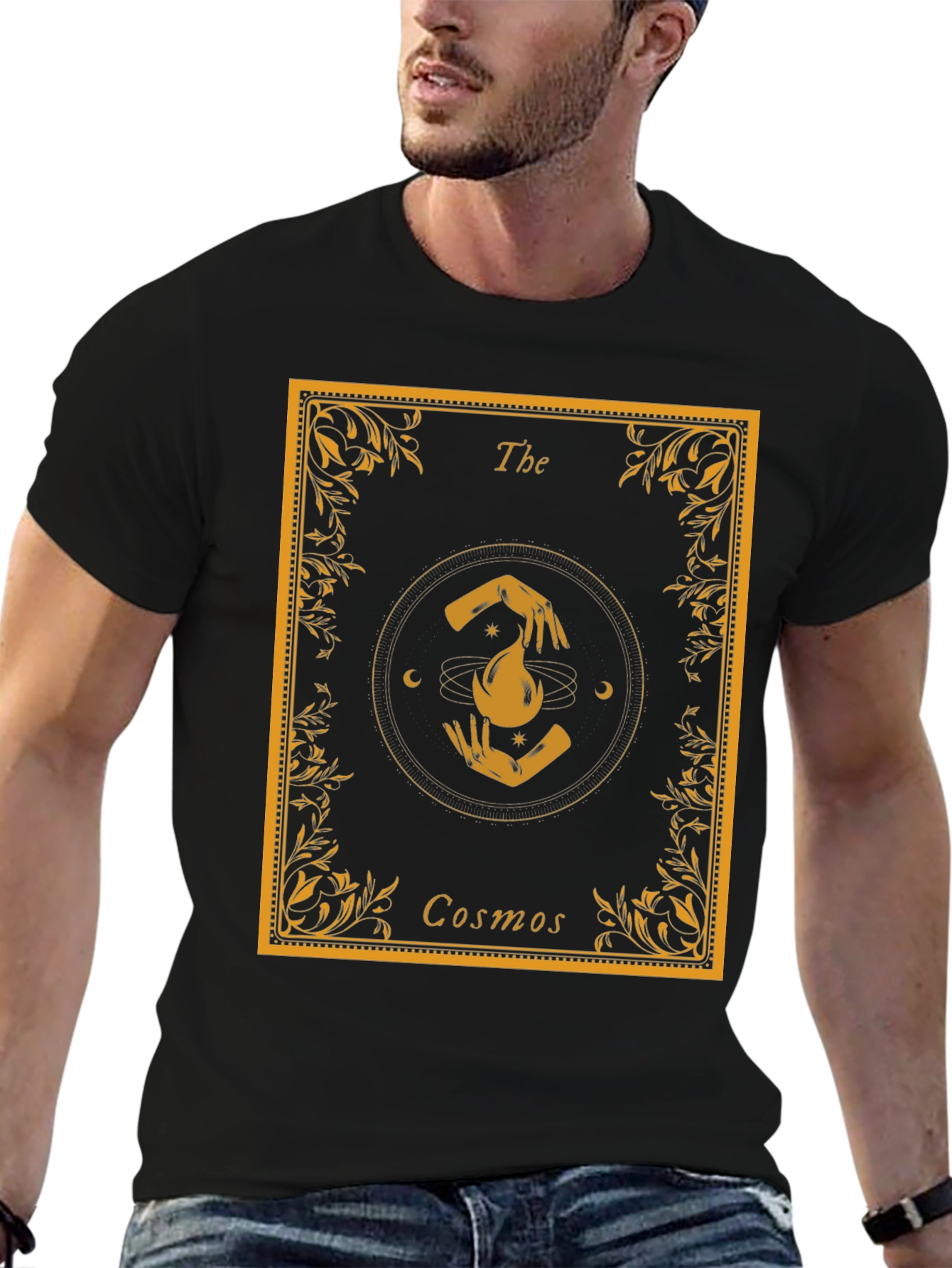 Black The Cosmos Graphic T-Shirt - Unisex Black Tee view 6