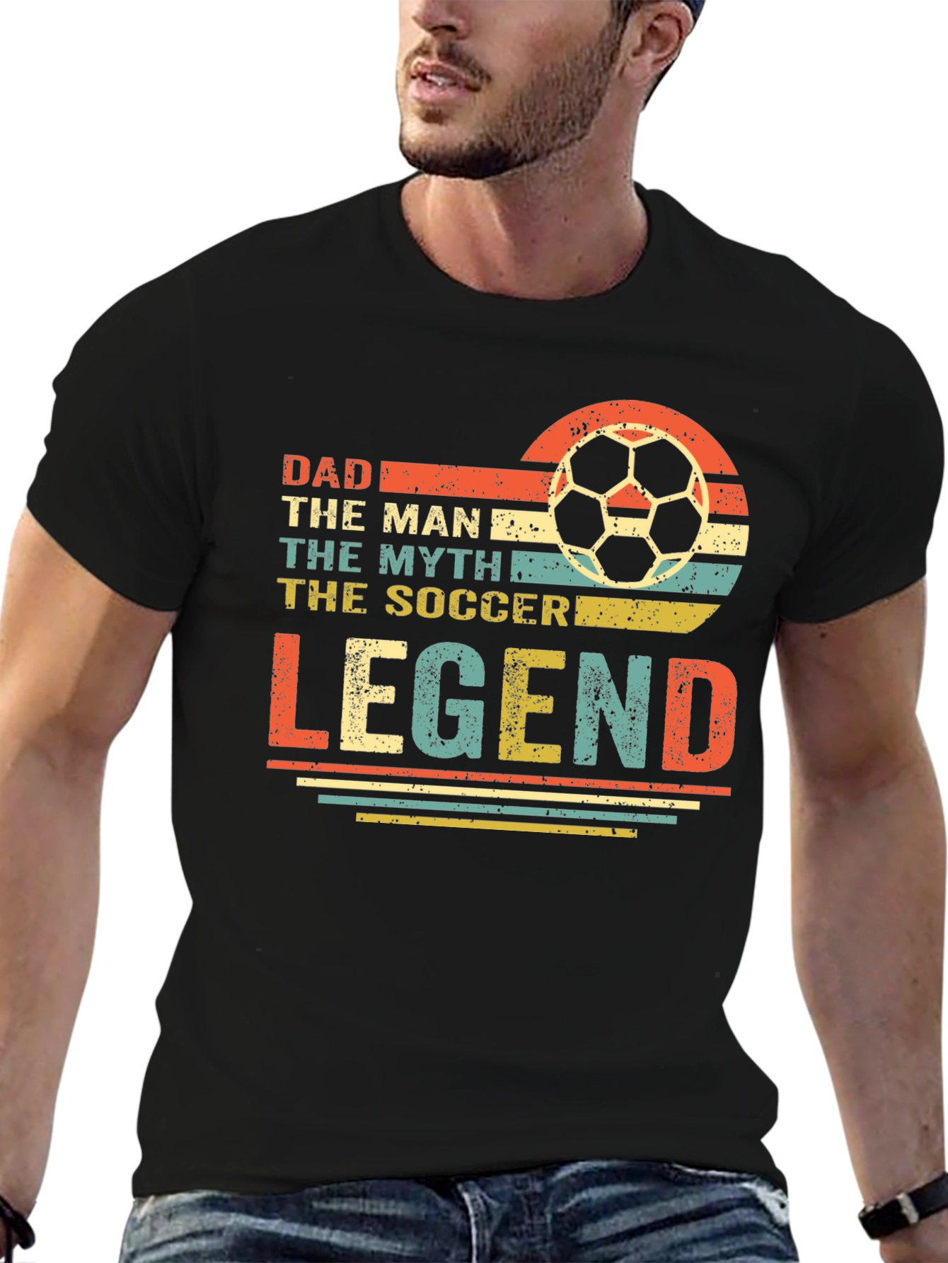 Black Dad Soccer Legend T-Shirt view 6