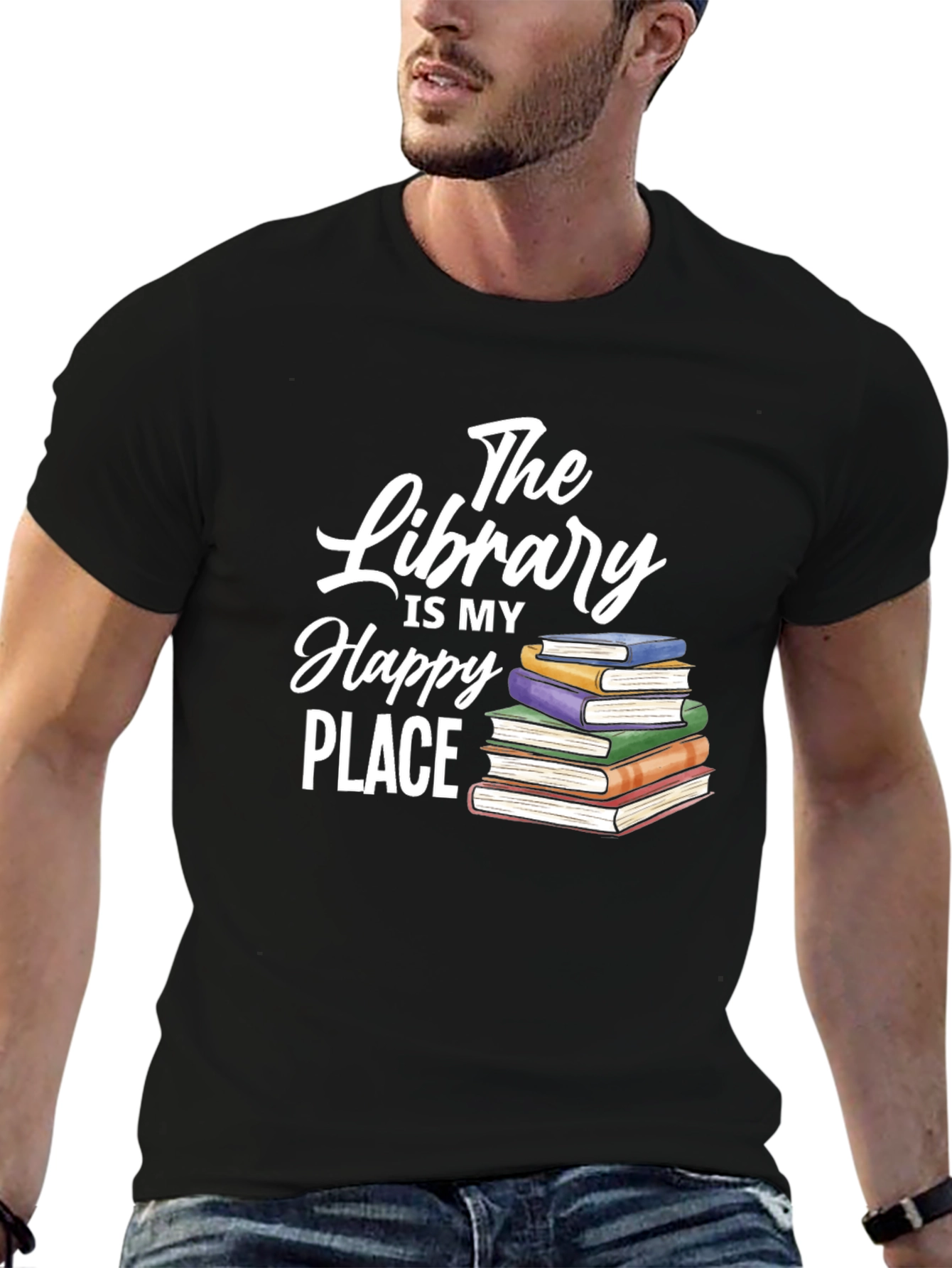Black Library Is My Happy Place T-Shirt view 6