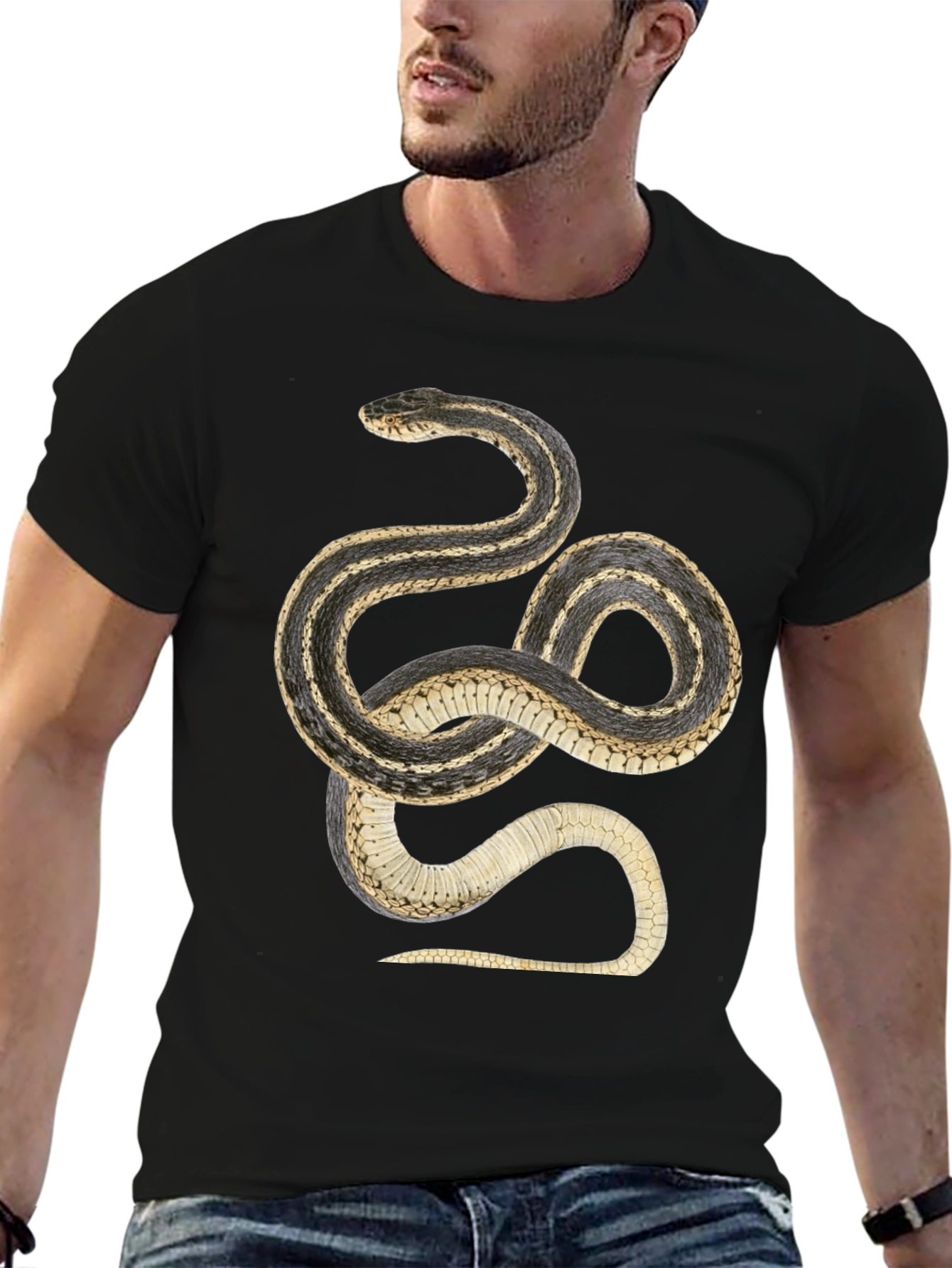 Black Snake Graphic T-Shirt - Black Cotton Tee view 6