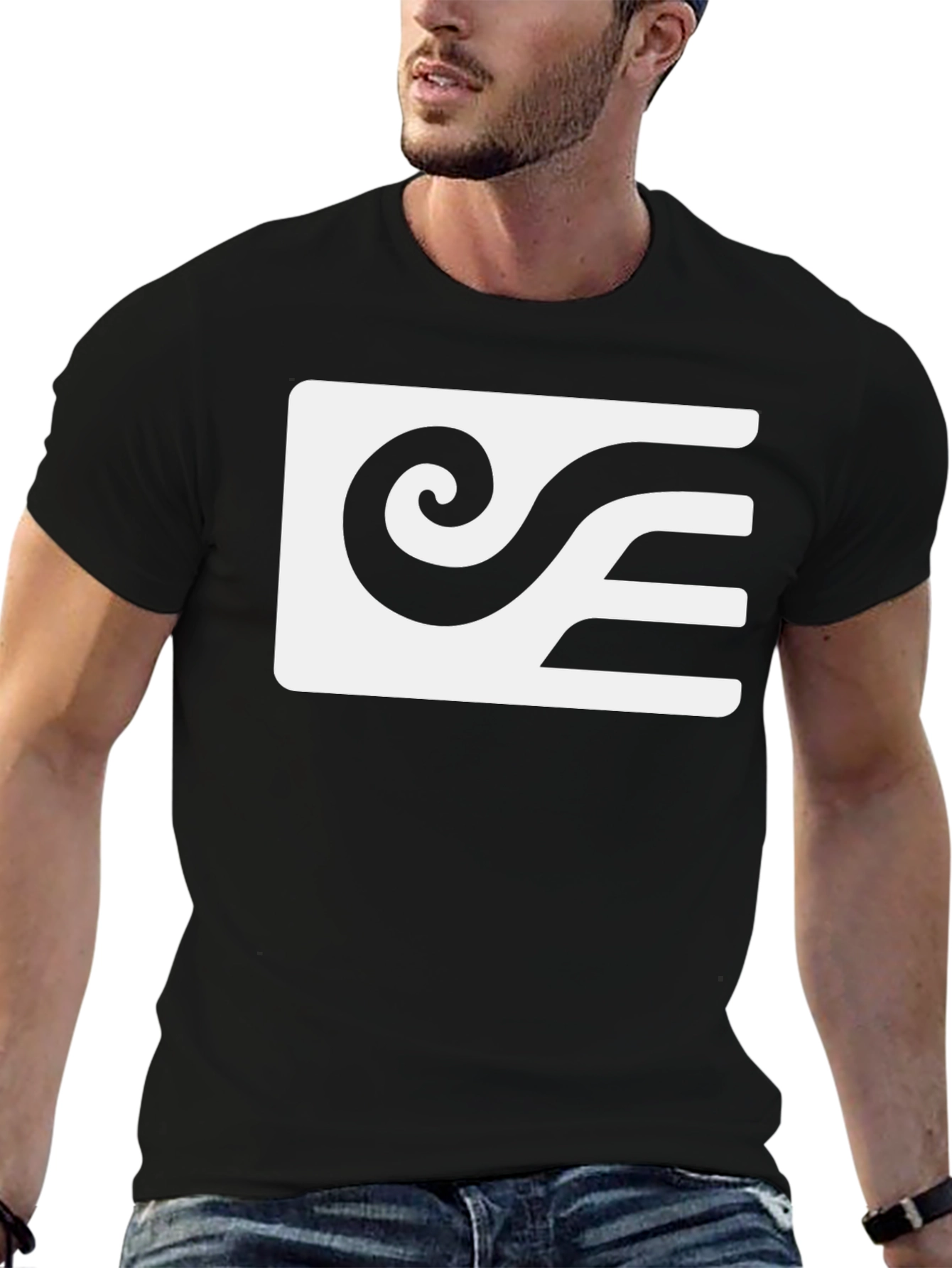 Black Modern Abstract Graphic T-Shirt - Black view 6