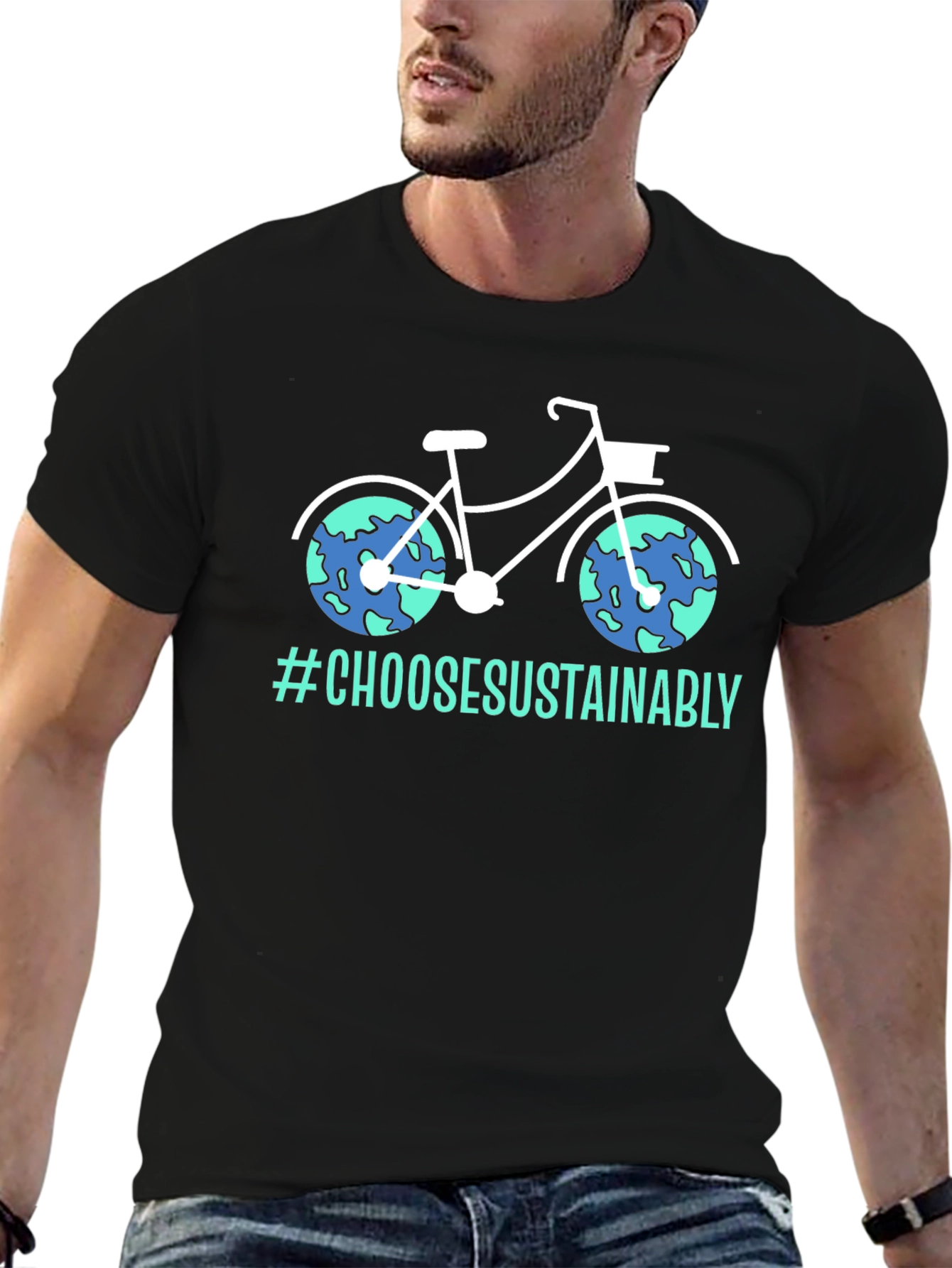 Black Eco-Friendly Bicycle T-Shirt view 6