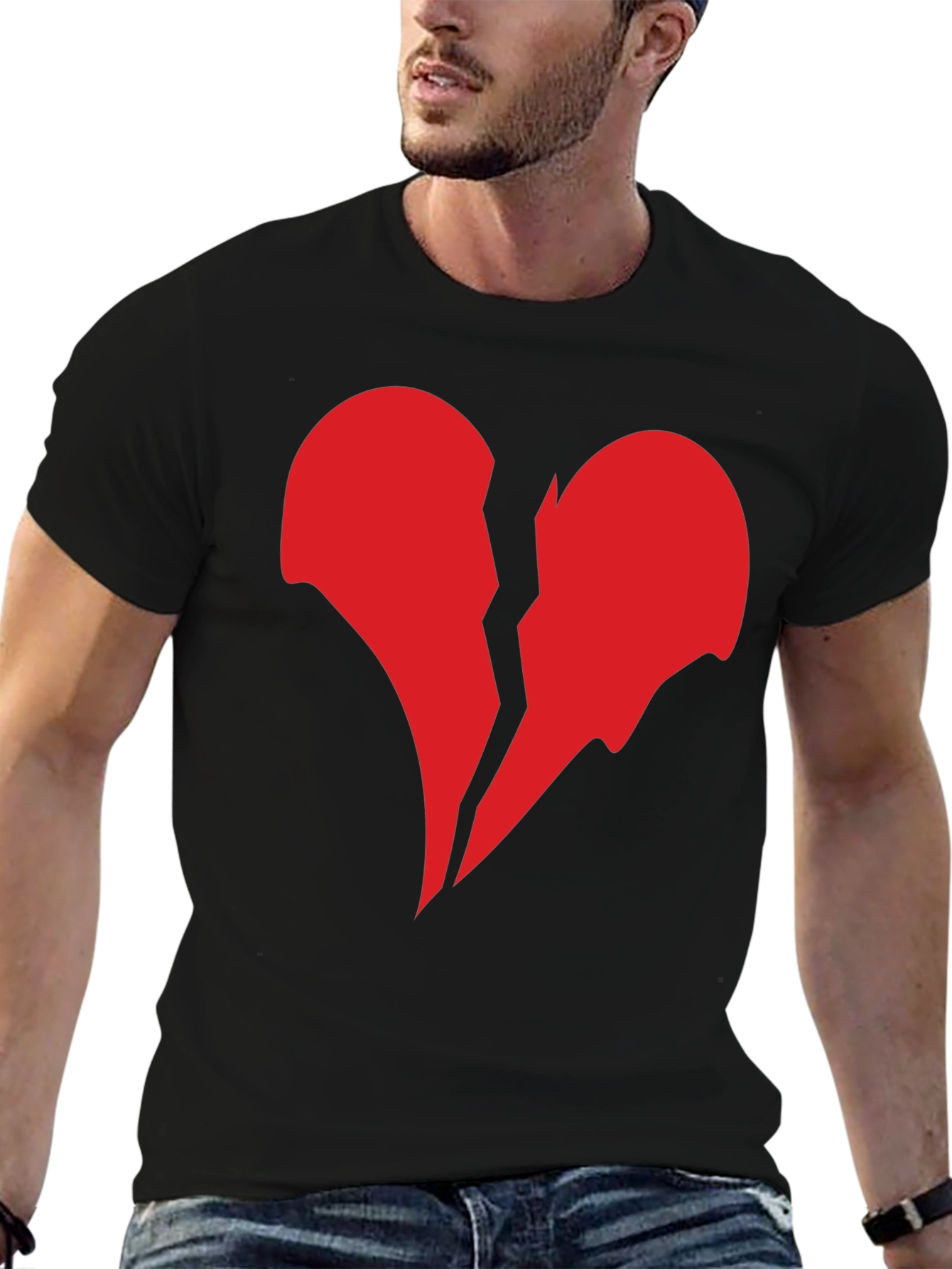 Black Broken Heart Graphic Black T-Shirt view 6