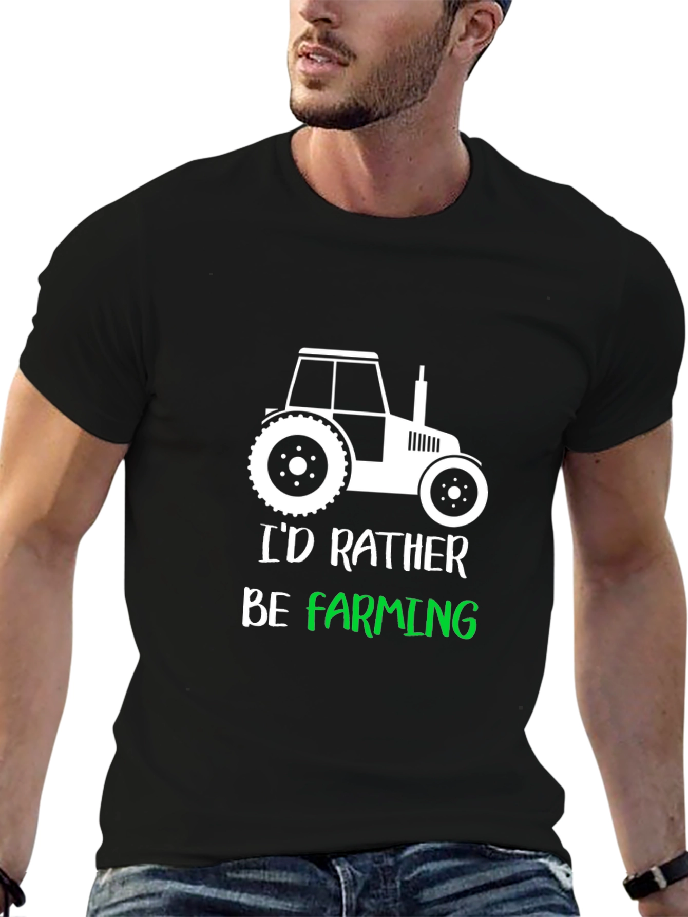 Black Farming T-Shirt: "I'd Rather Be Farming" Tee view 6