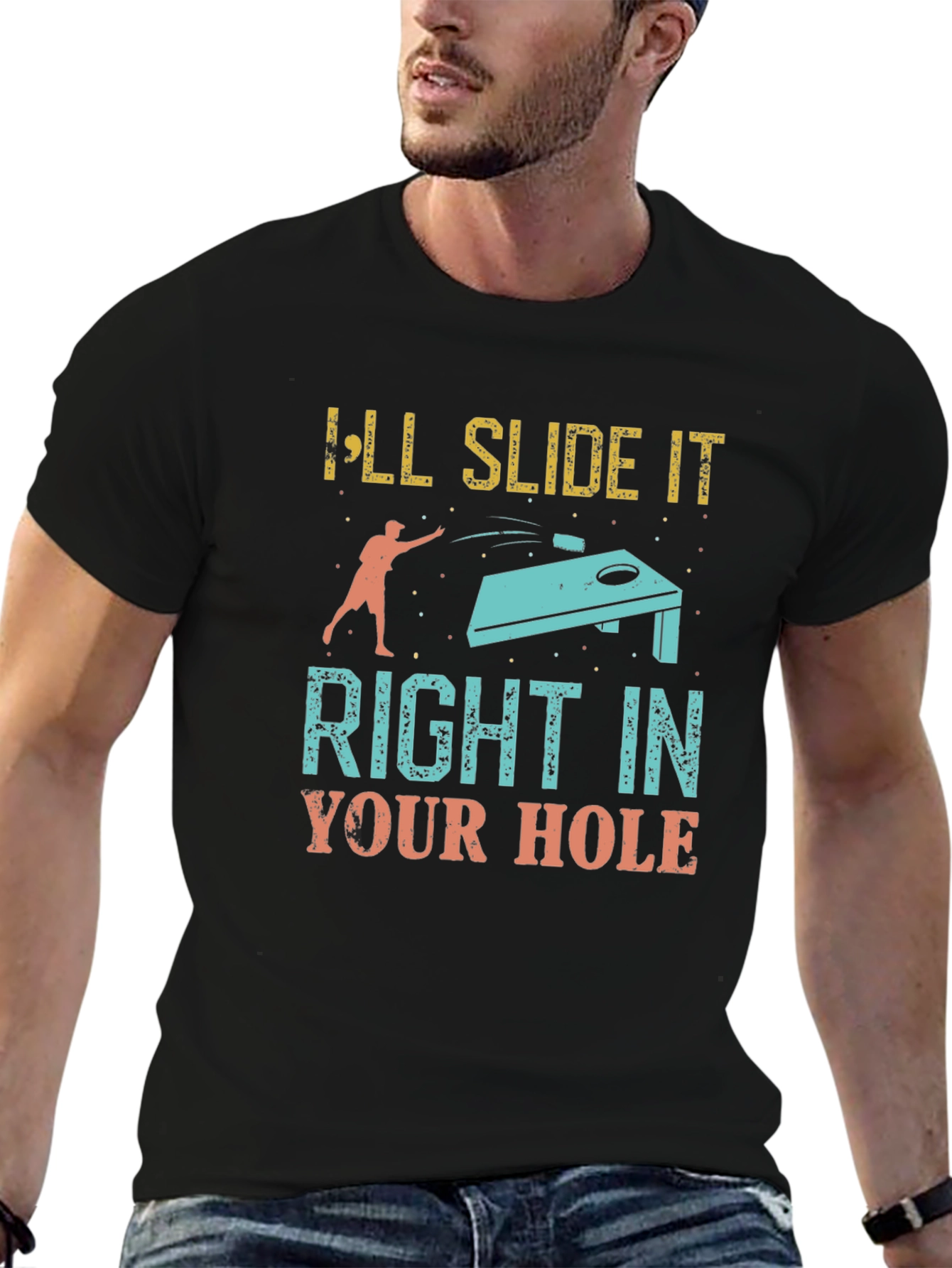 Black I'll Slide It Right In Your Hole T-Shirt view 6