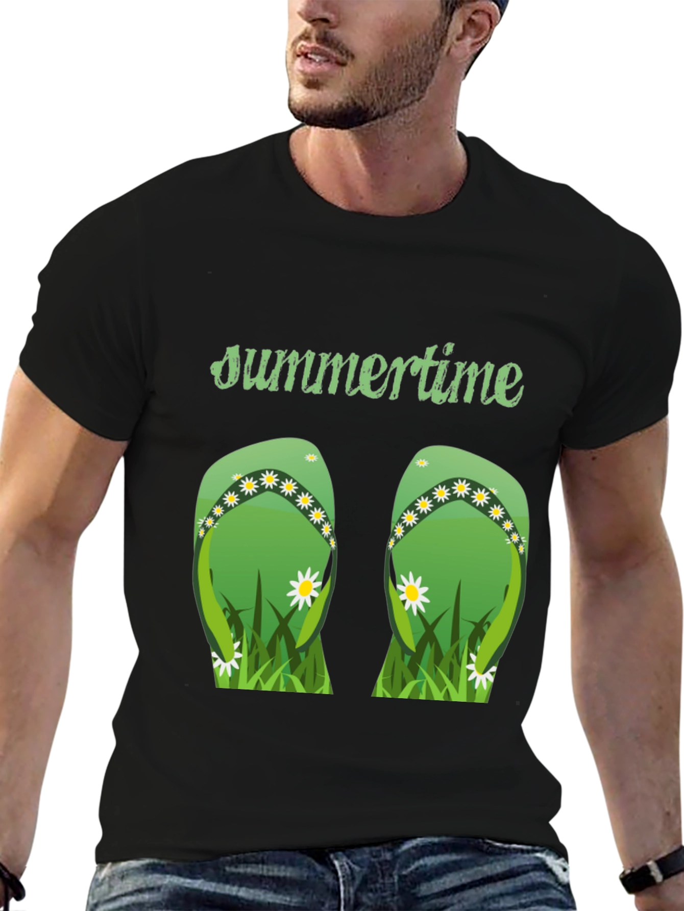 Black Summertime Flip Flop Graphic Tee view 6
